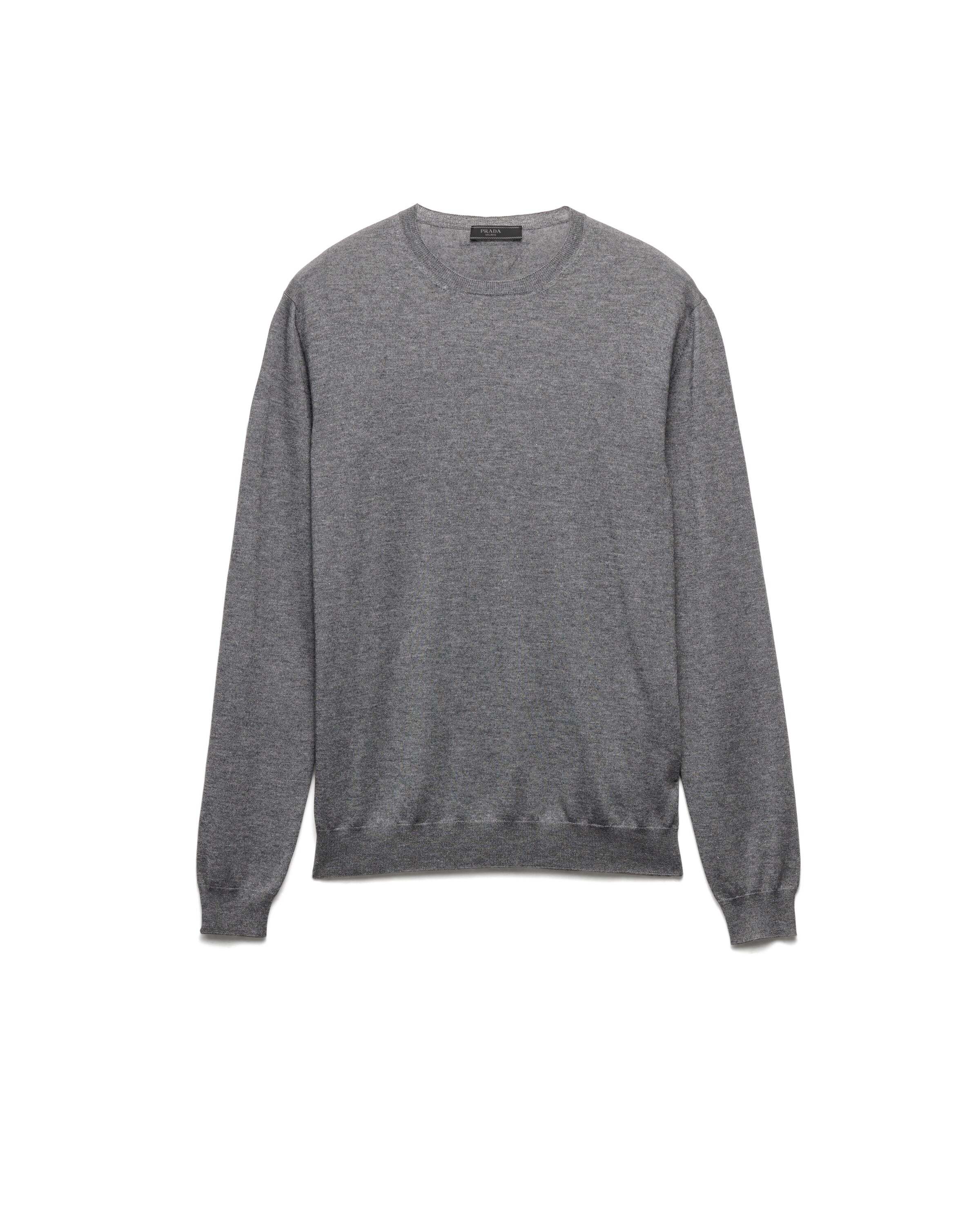 Prada Maglia Girocollo In Cashmere E Seta, Uomo, Ardesia, Taglia 44