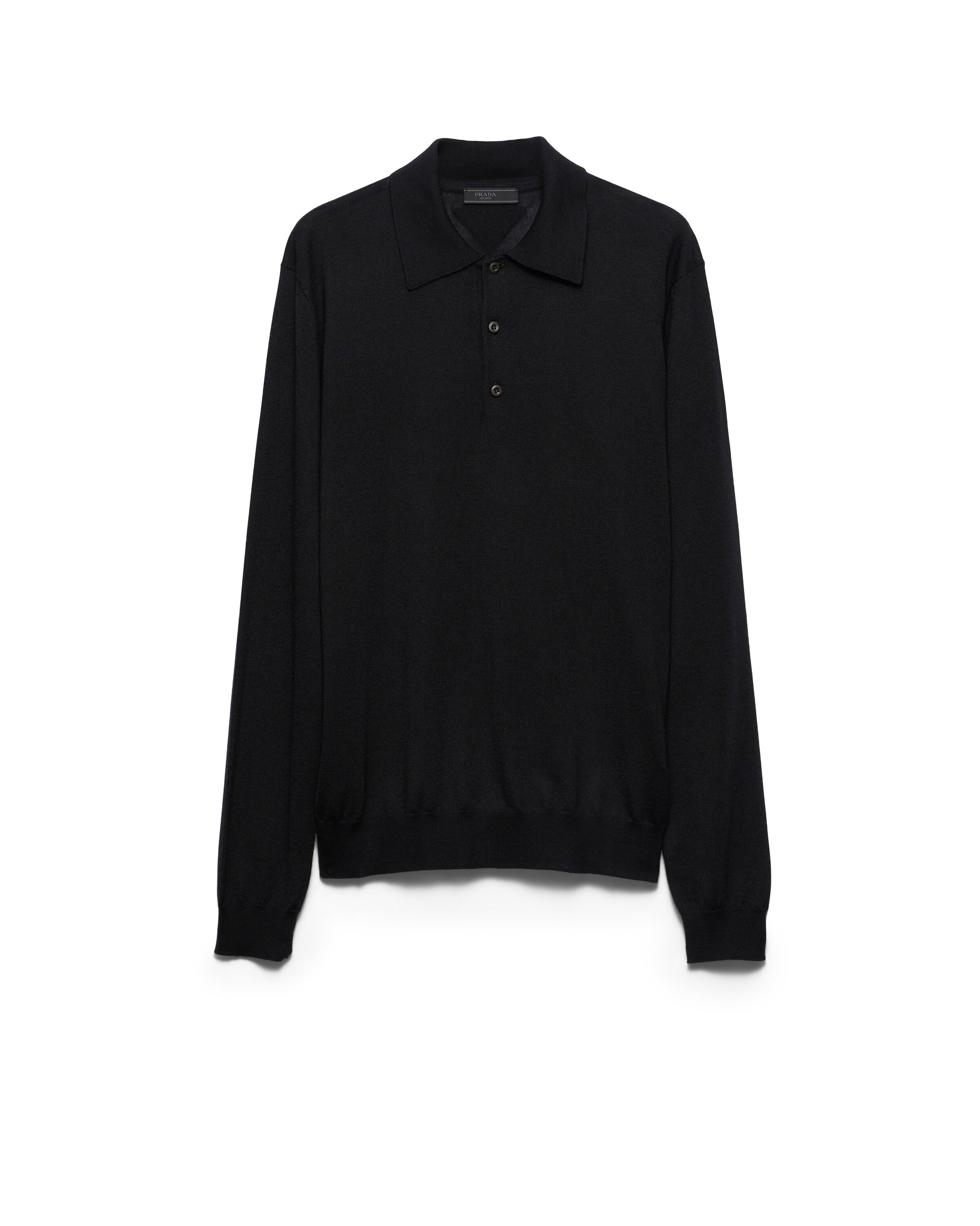 Prada Polo In Cashmere E Seta, Uomo, Nero, Taglia 48