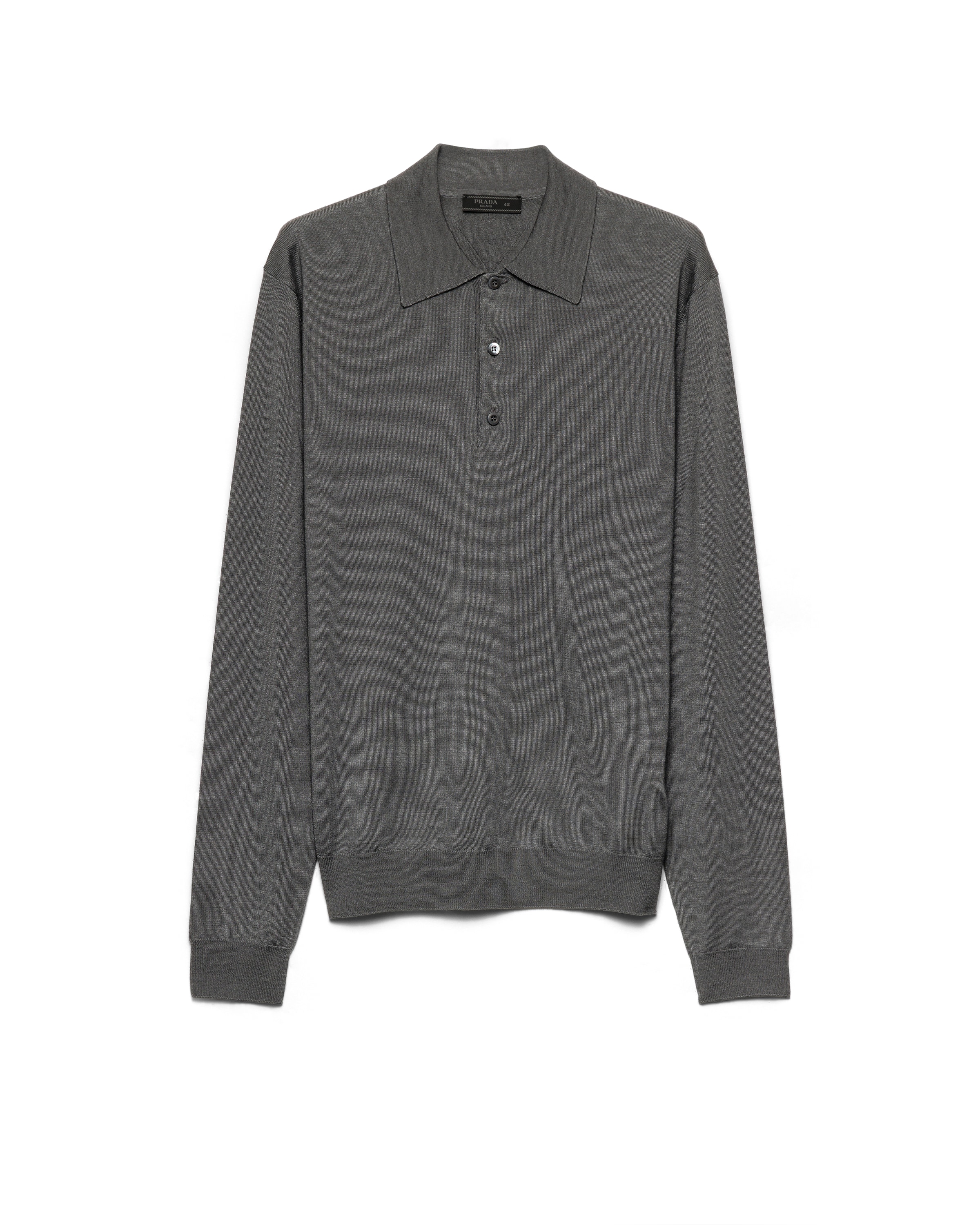 Prada Polo In Cashmere E Seta, Uomo, Ardesia, Taglia 44