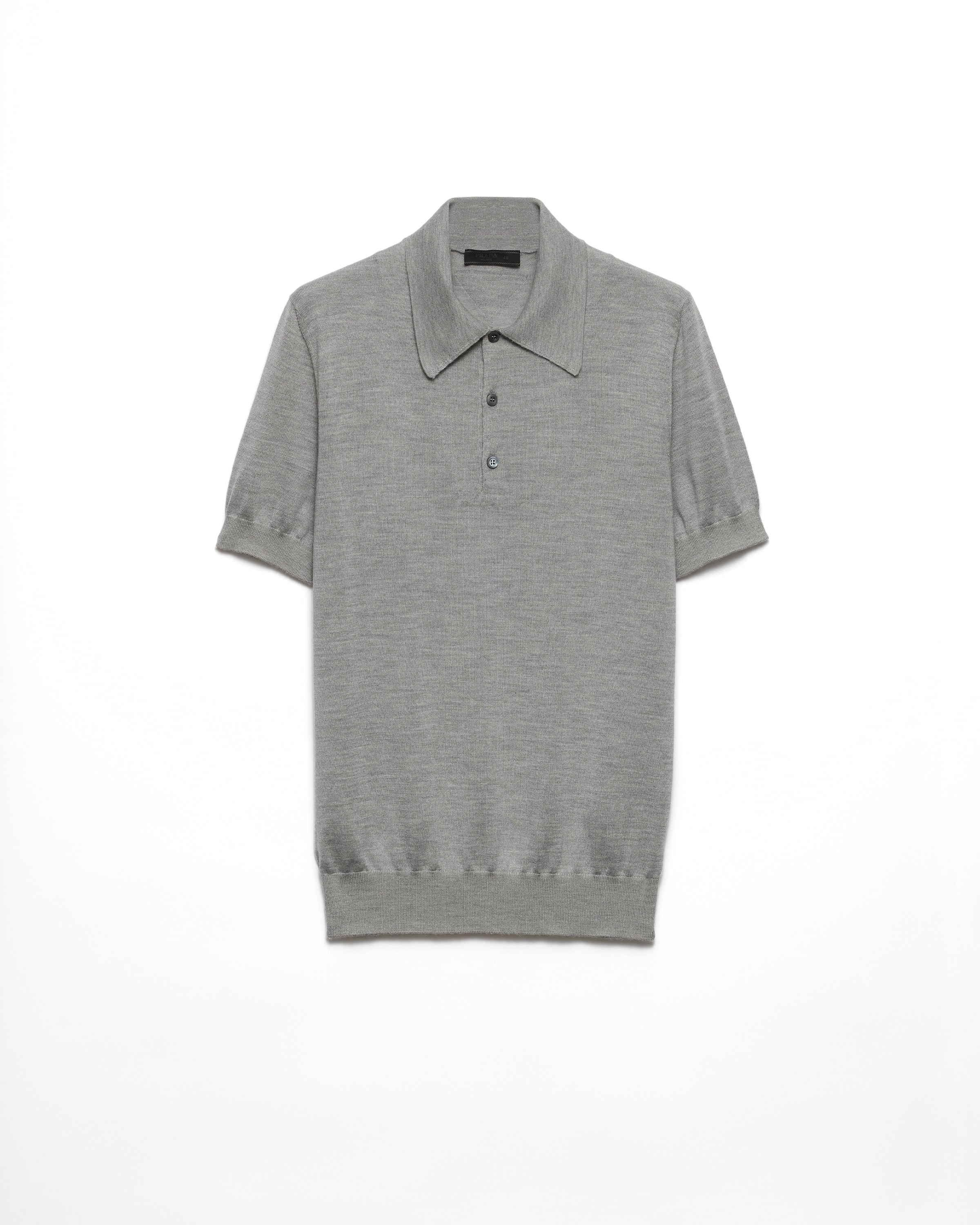 Prada Polo En Cachemire Et Soie, Homme, Gris Marbre, Taille 50
