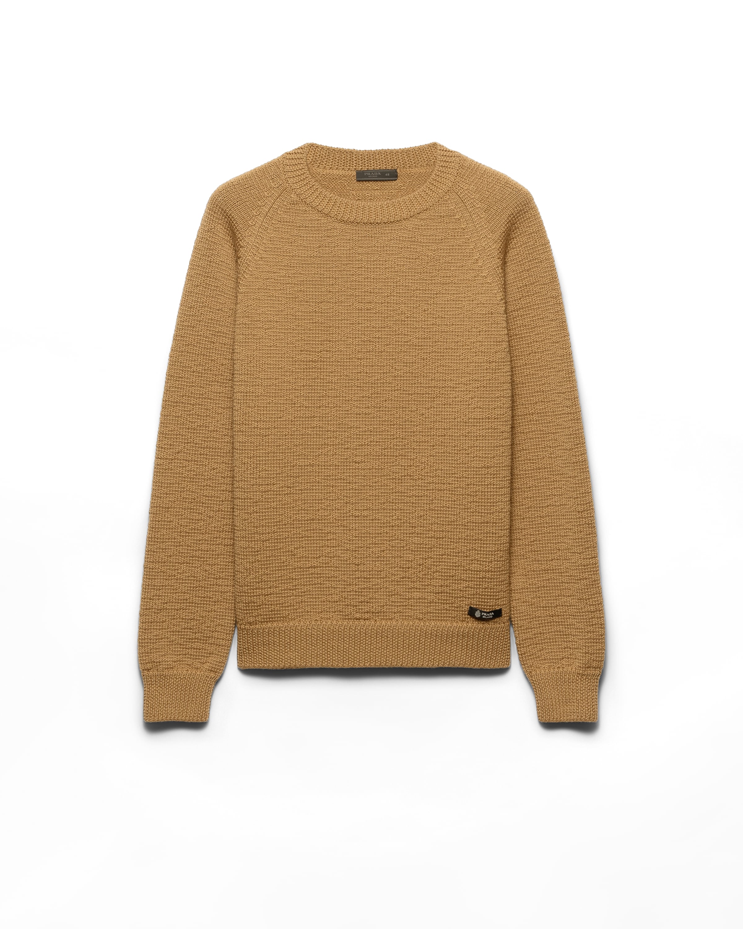 Prada Maglia Girocollo In Lana, Uomo, Cammello, Taglia 46