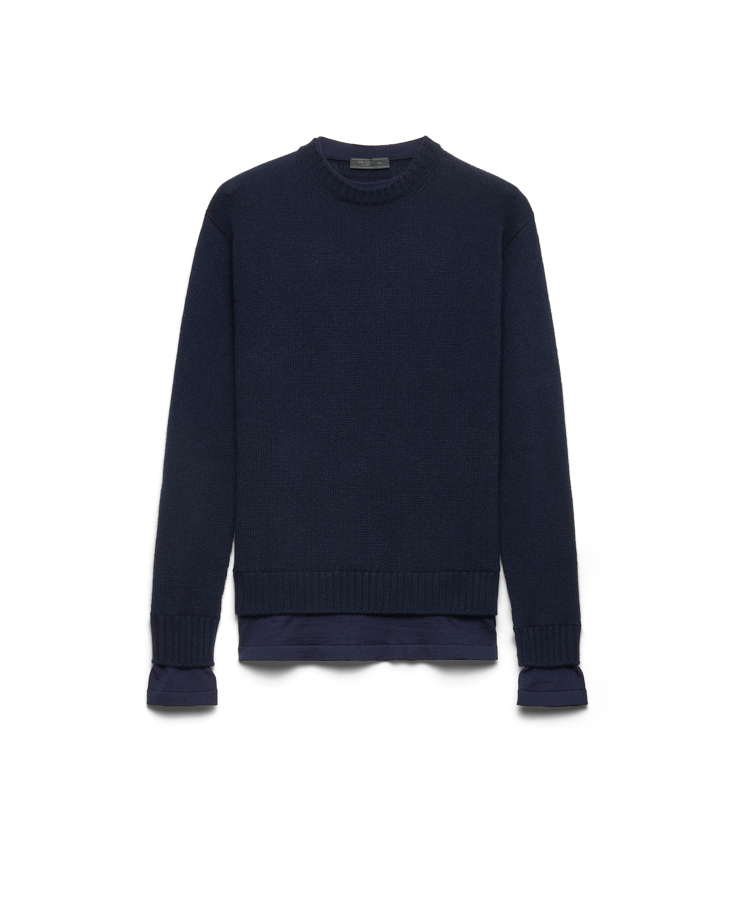 Prada Maglia Girocollo In Cashmere, Uomo, Blu, Taglia 52