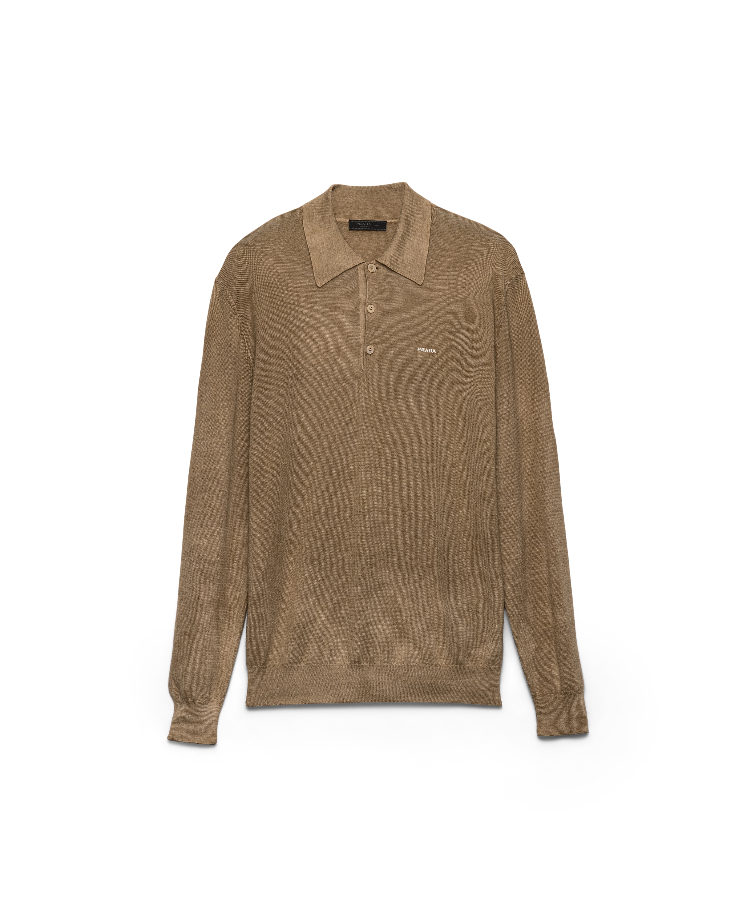 Prada Polopullover Aus Wolle Und Seide In Blue