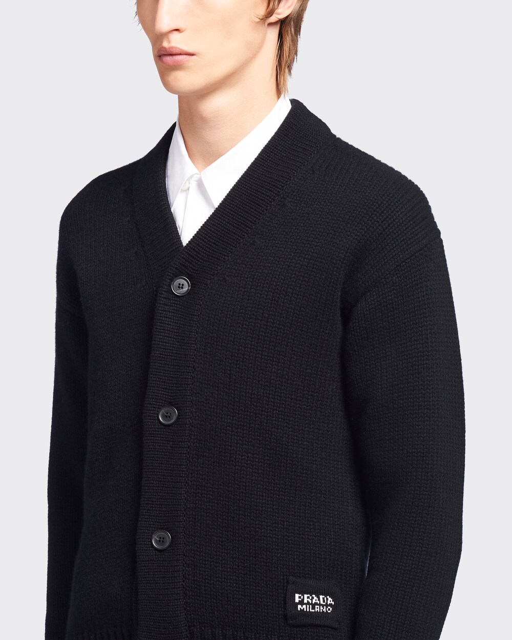 Prada Cashmere Knit Cardigan, Men, Black, Size 54