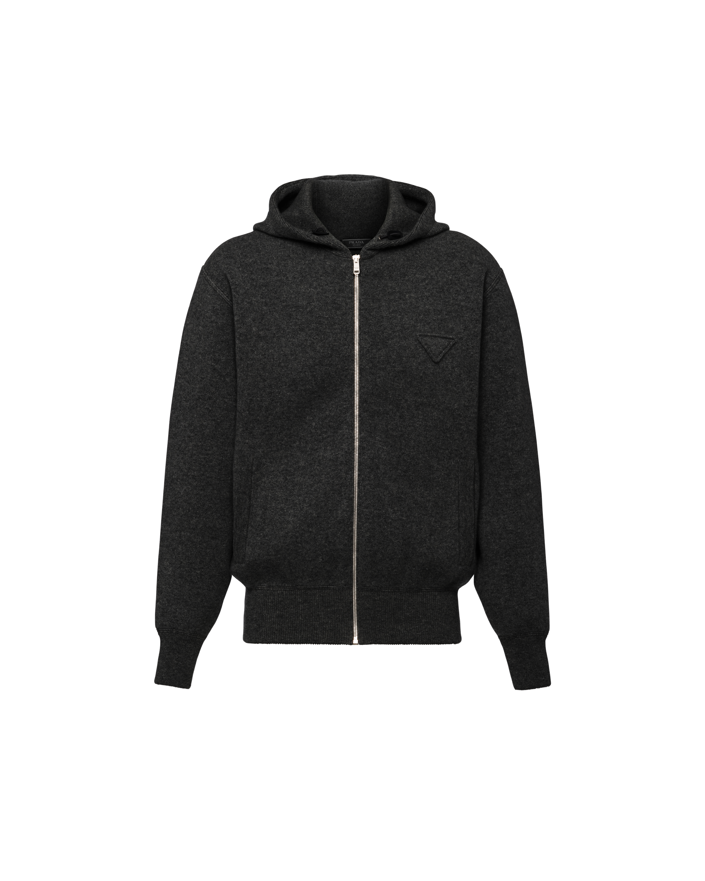 Prada Cashmere Knitted Zip-up Hoodie In Black ModeSens