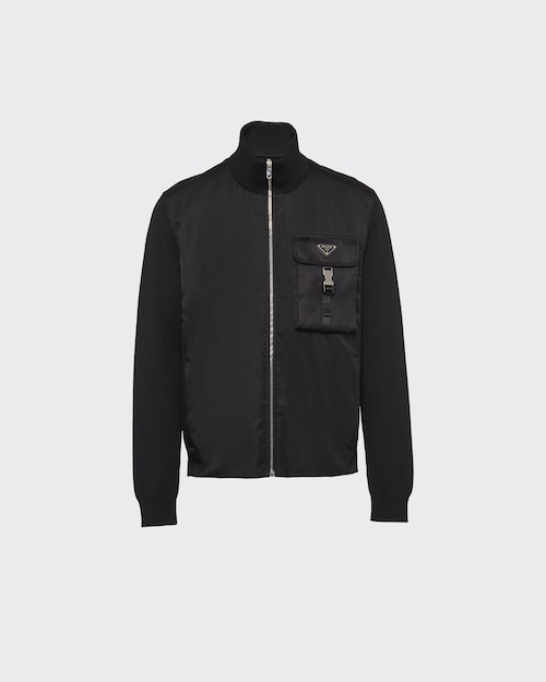 Prada Re-Nylon gabardine and wool cardigan 1