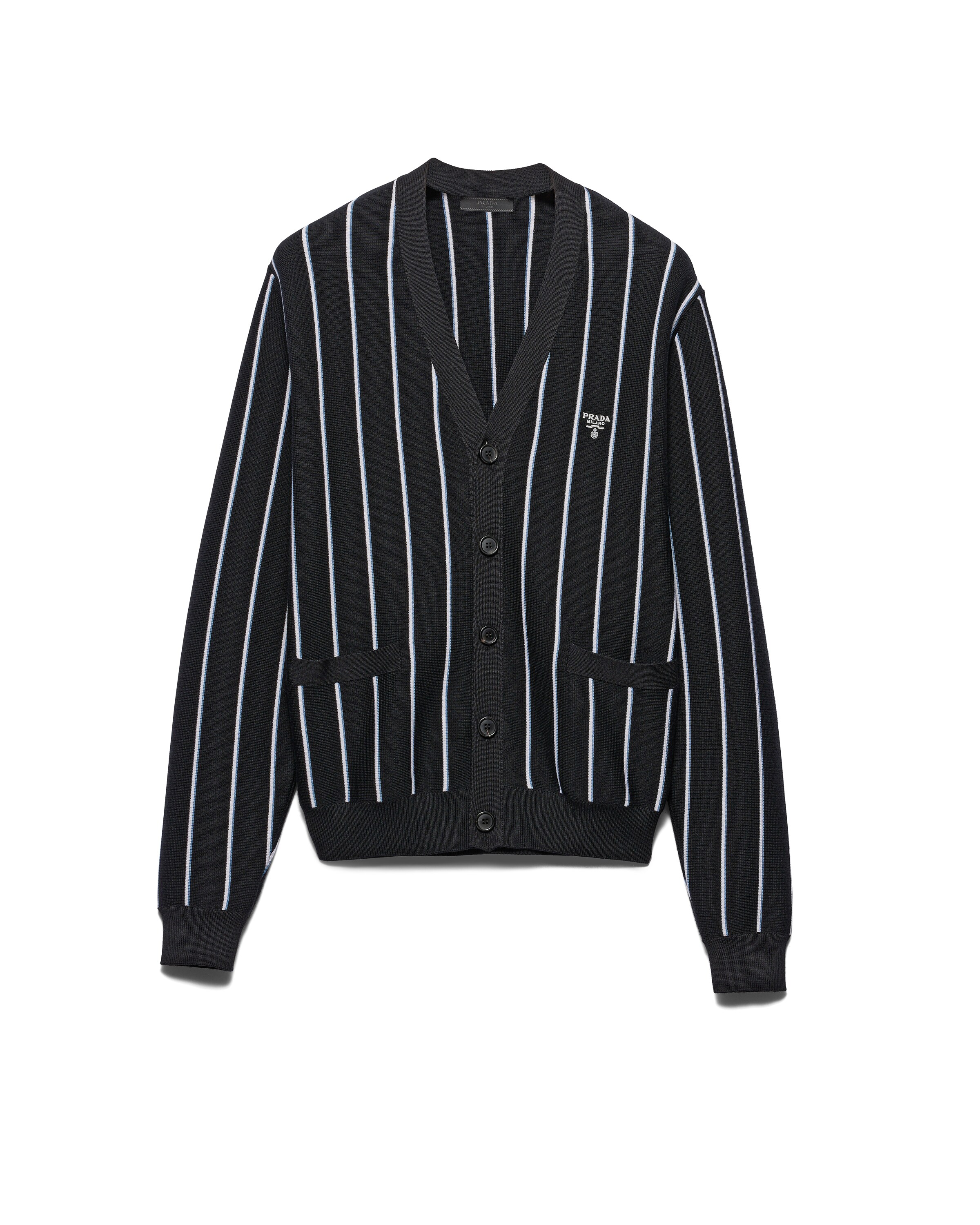 Prada Cardigan In Lana, Uomo, Nero, Taglia 46
