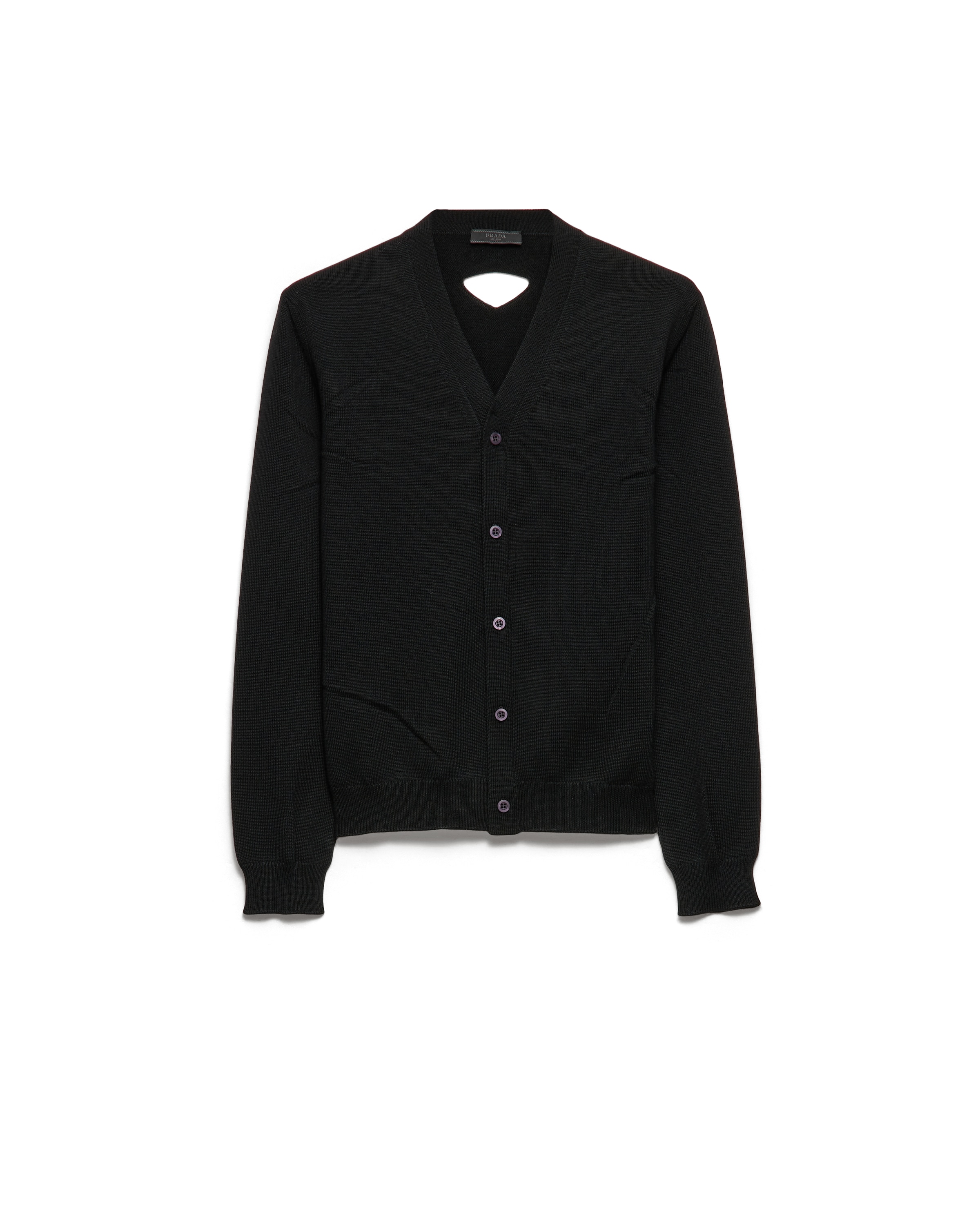 Prada Cardigan In Lana, Uomo, Nero, Taglia 52
