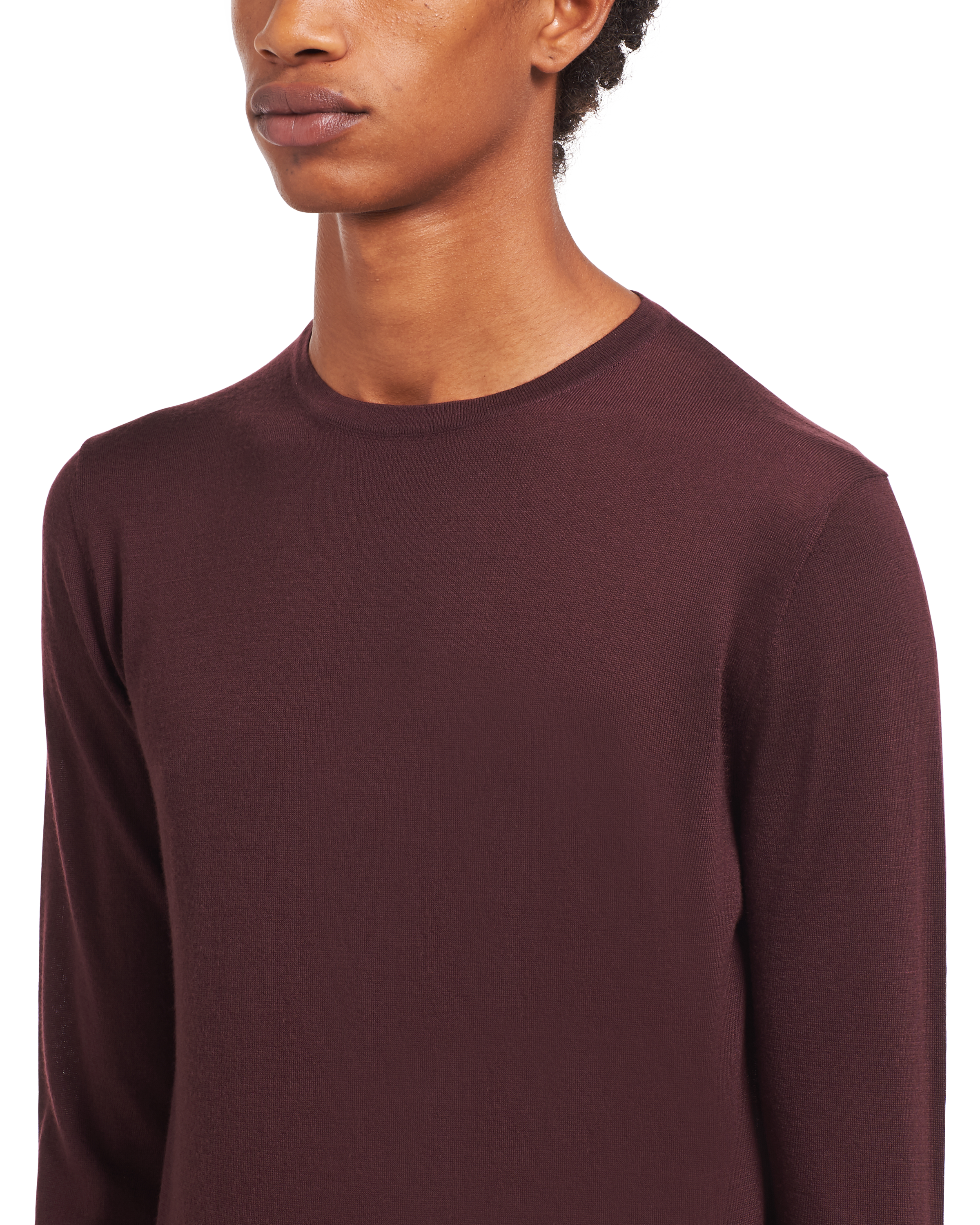 Burgundy Soft Cashmere Crew Neck Sweater Prada