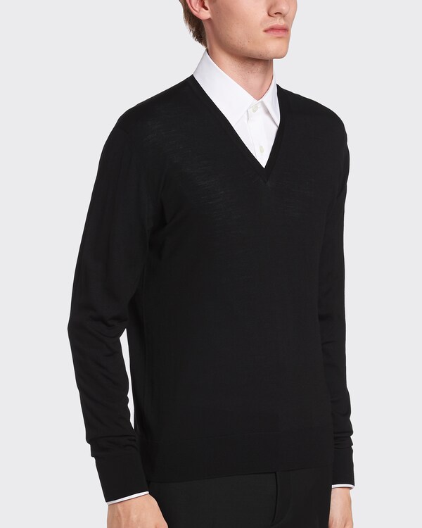 Worsted Wool V-Neck Sweater Worsted Wool V-Neck Sweater