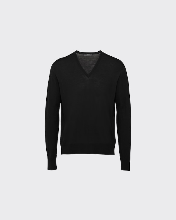 Worsted Wool V-Neck Sweater Worsted Wool V-Neck Sweater