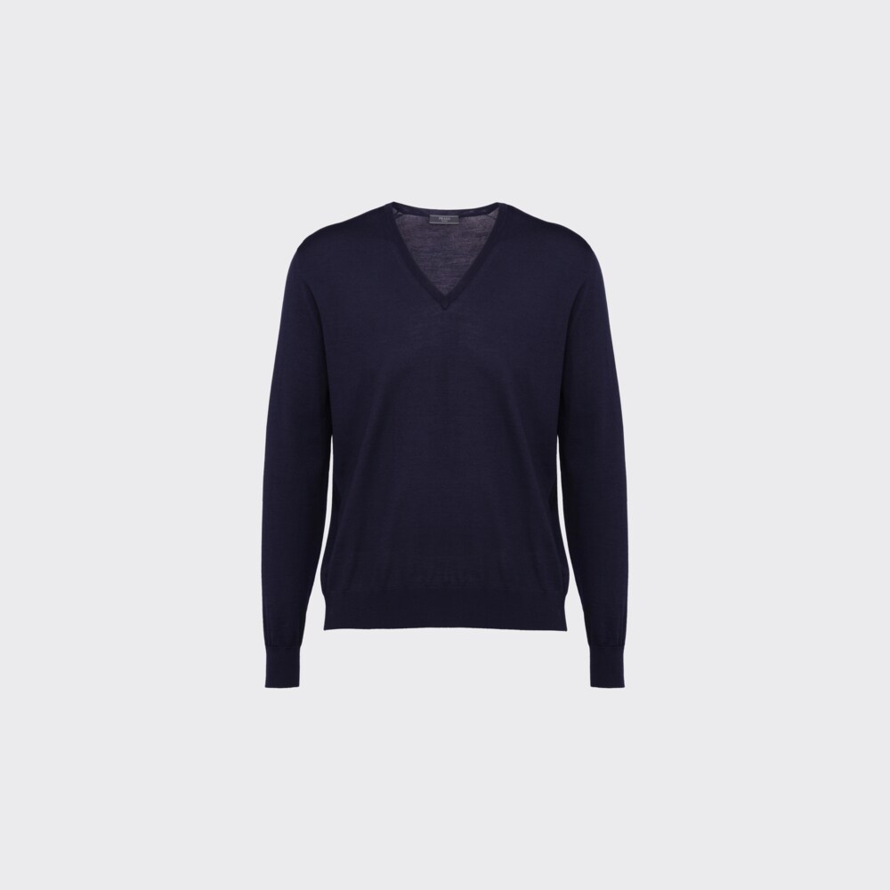 Prada Worsted Wool V-Neck Sweater 1