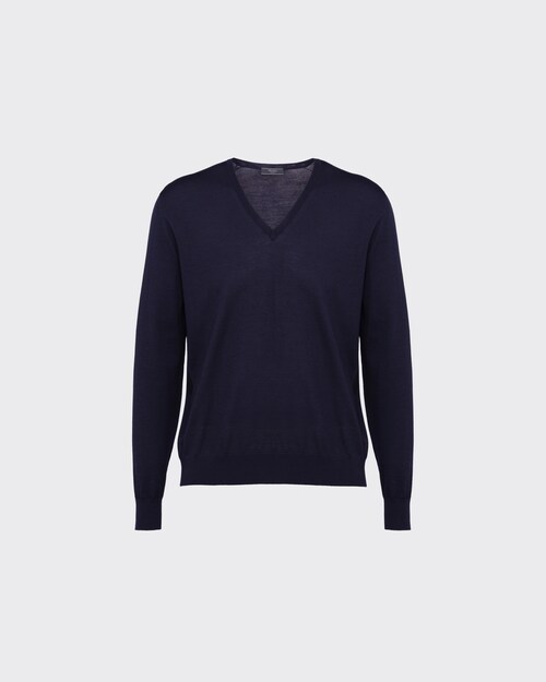 Prada Worsted Wool V-Neck Sweater 1