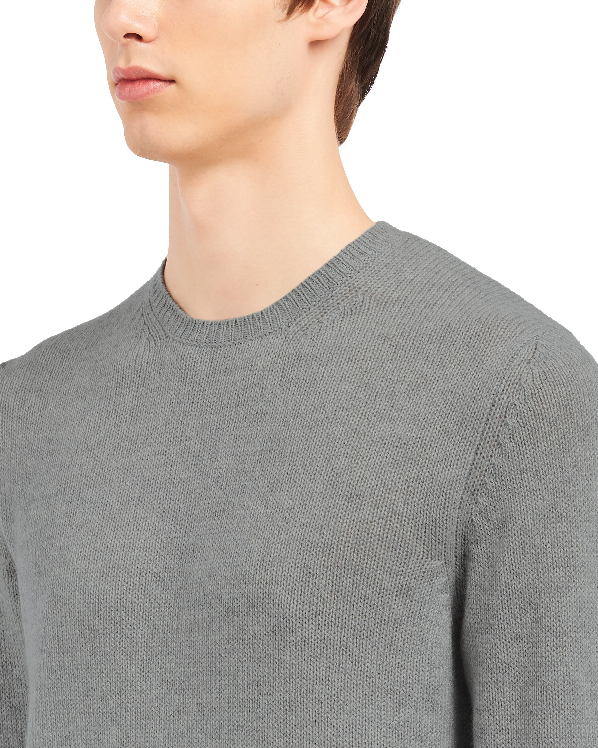 Prada Men Grey Wool Sweater In Gray
