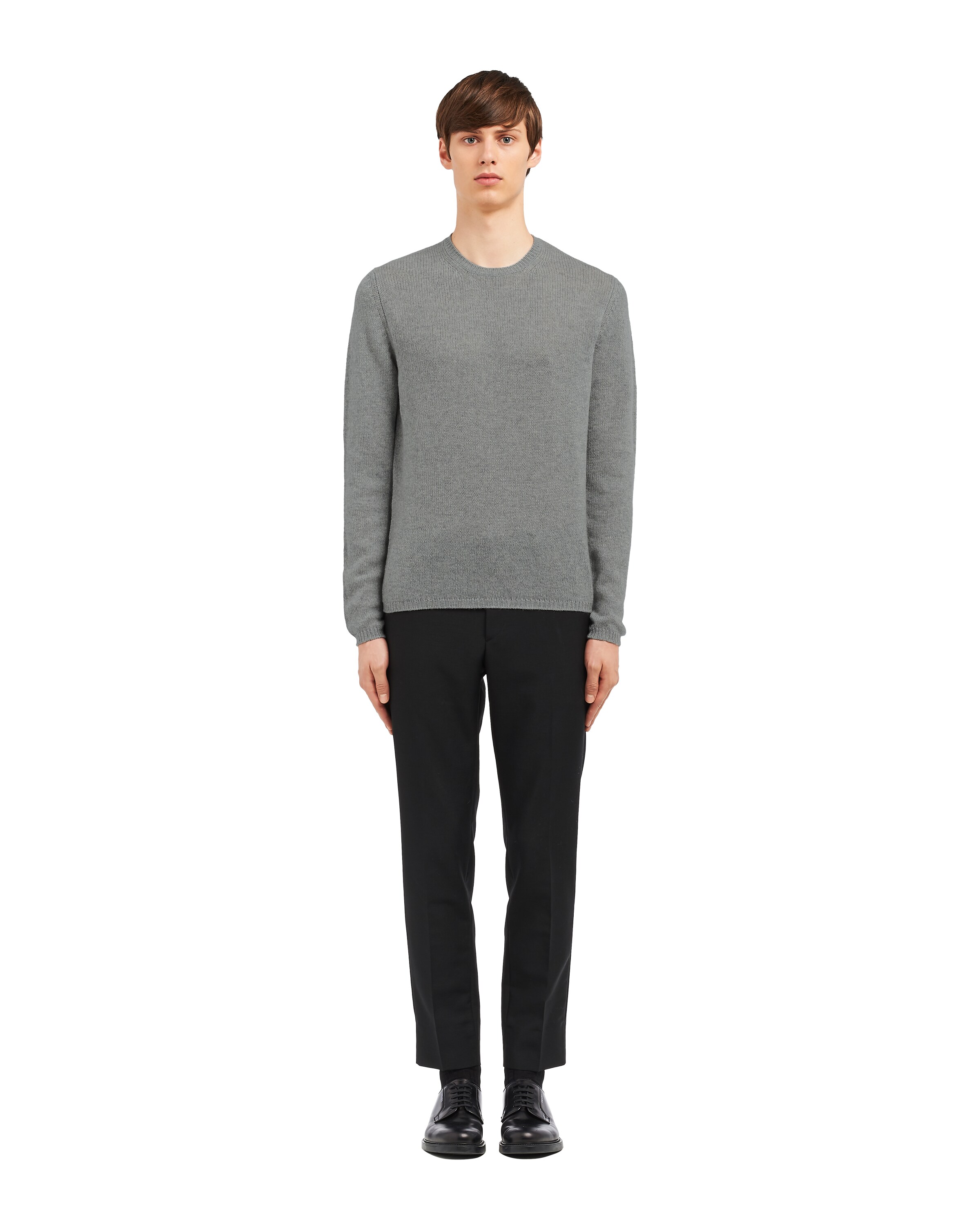 Prada Men Grey Wool Sweater In Gray