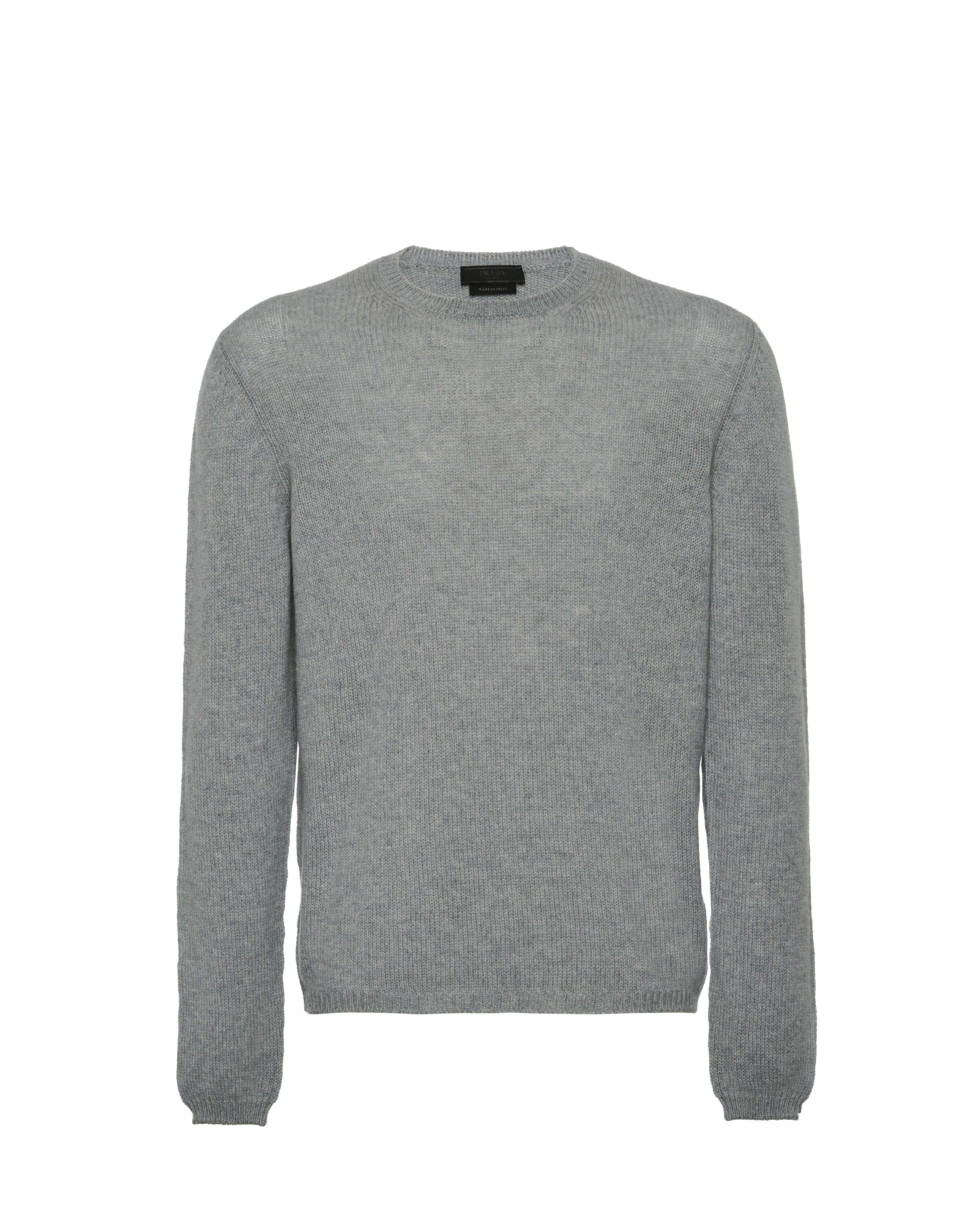 Prada Cashmere Crew-neck Sweater, Homme, Gris Ardoise, Taille 44
