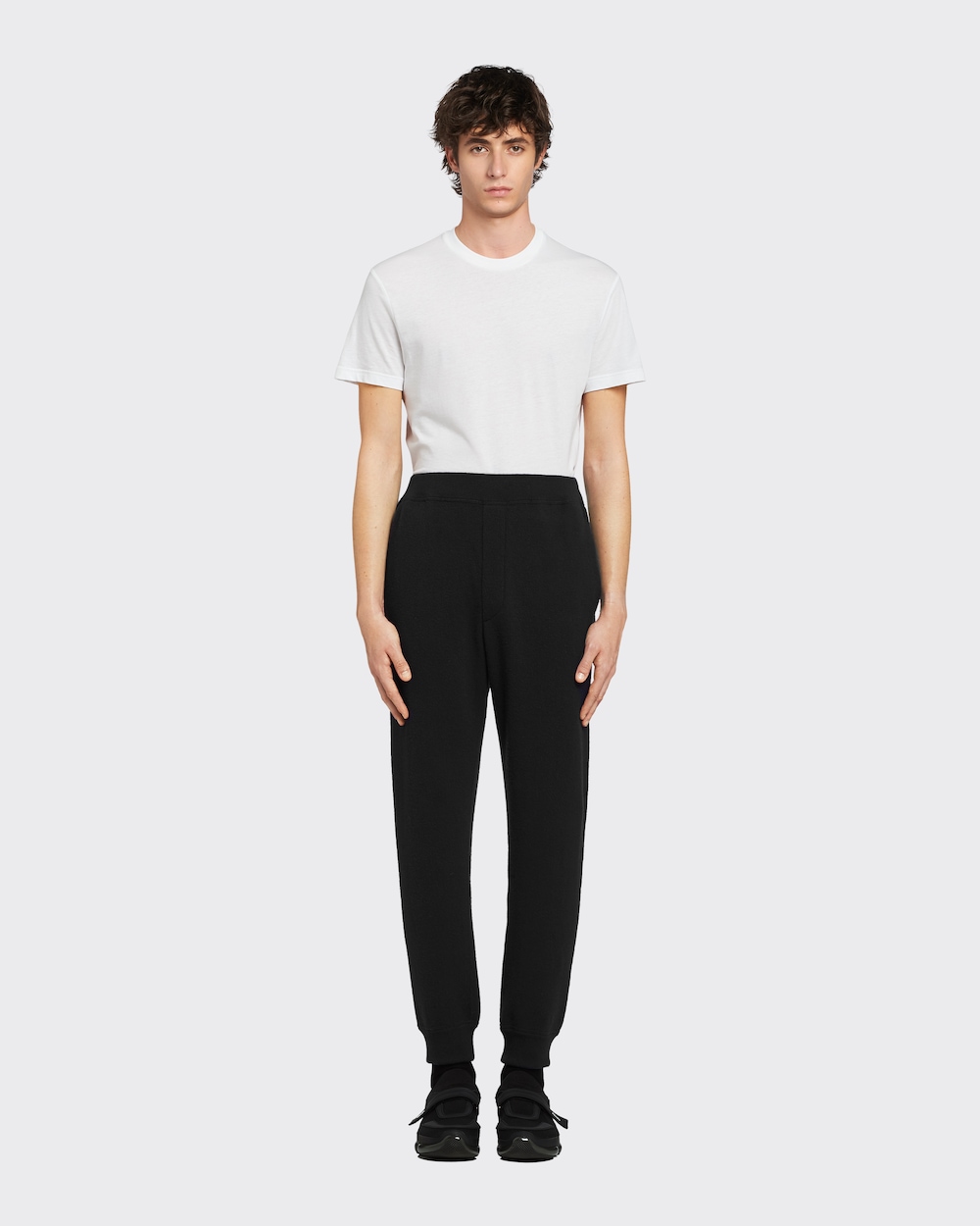 Pantaloni jogging in lana e cashmere Nero | Prada