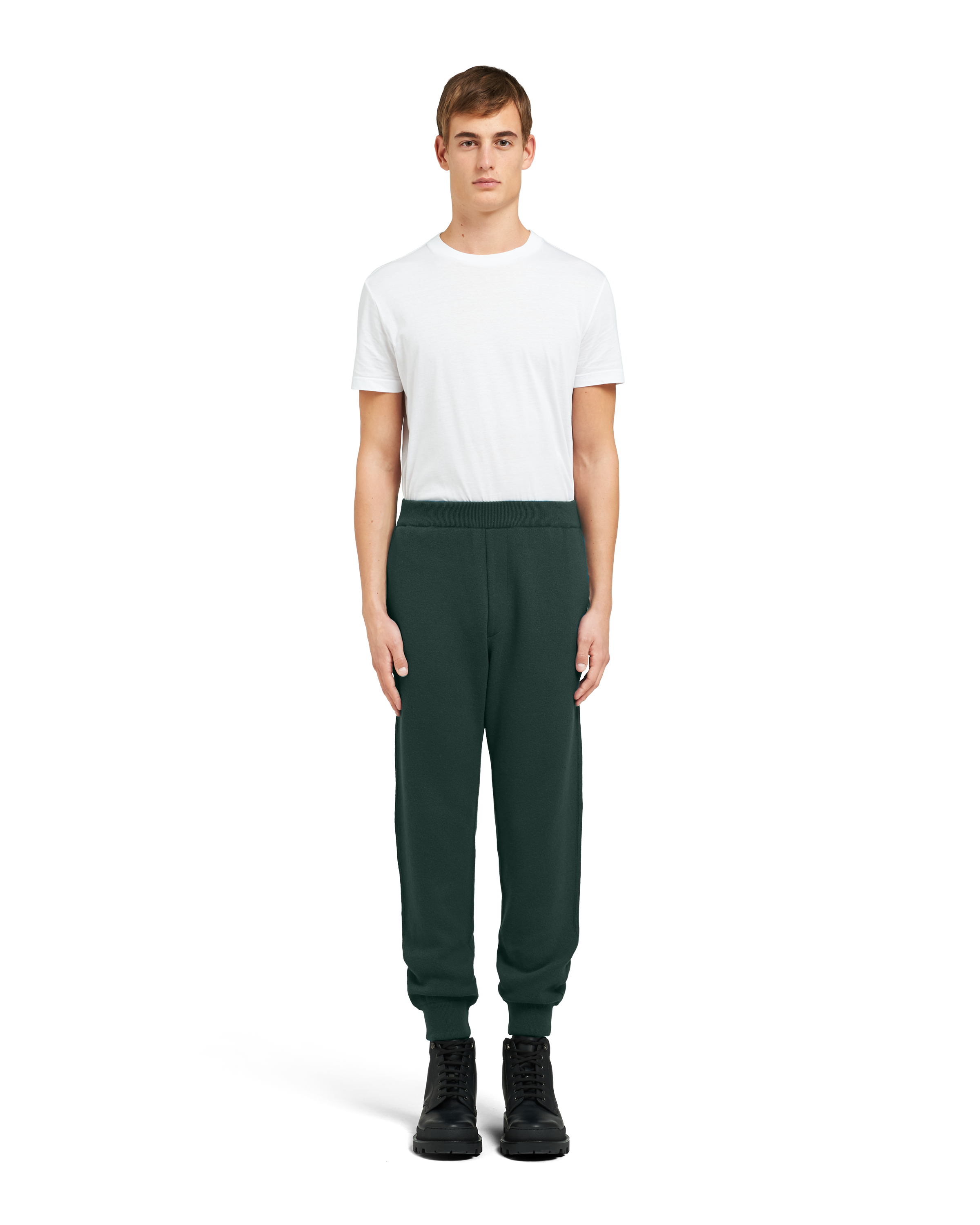 Pantaloni jogging in lana e cashmere Bottiglia | Prada