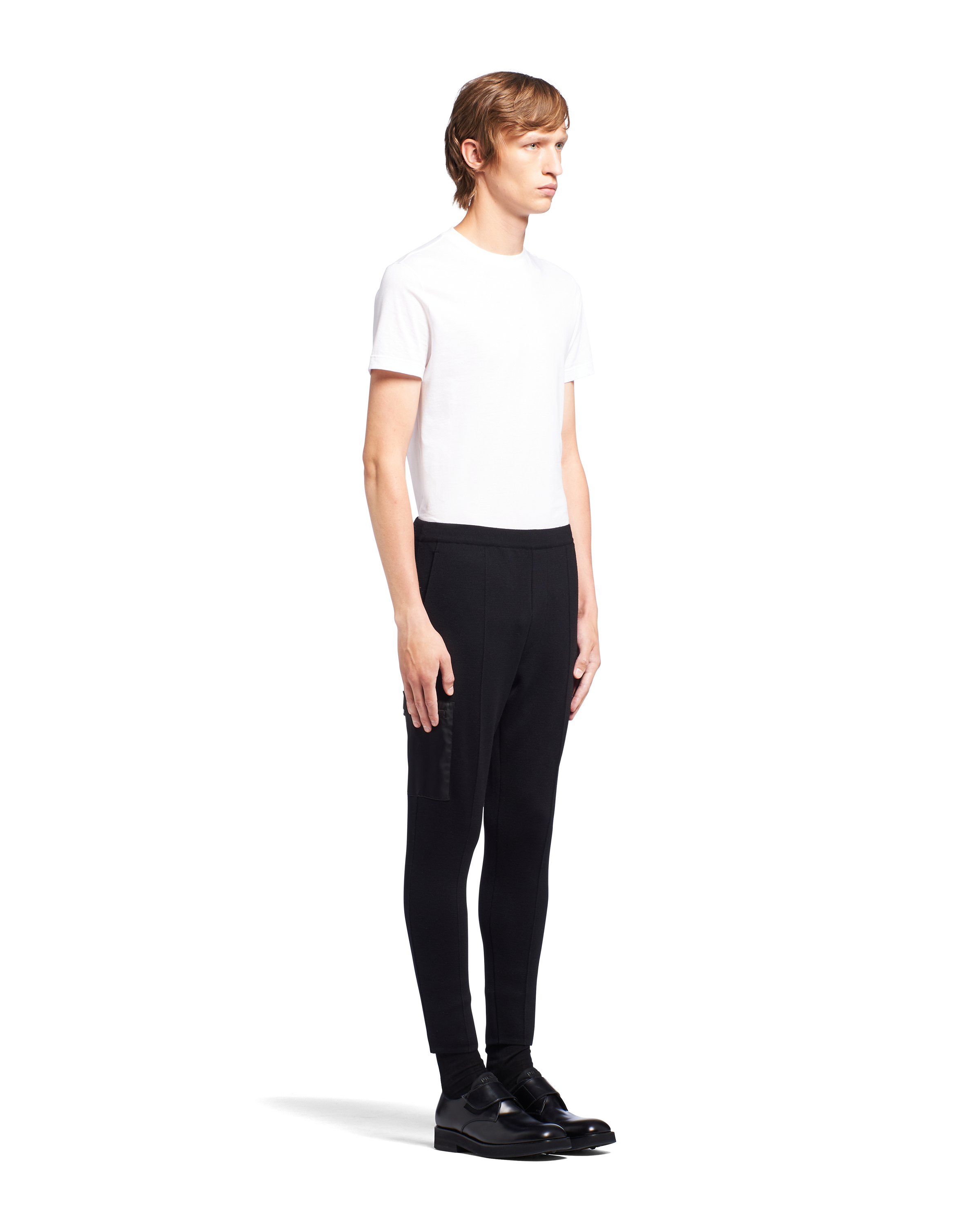 Black Re nylon Gabardine And Wool Pants PRADA