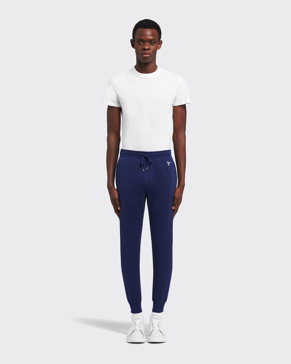 Baltic Blue Silk Joggers Prada