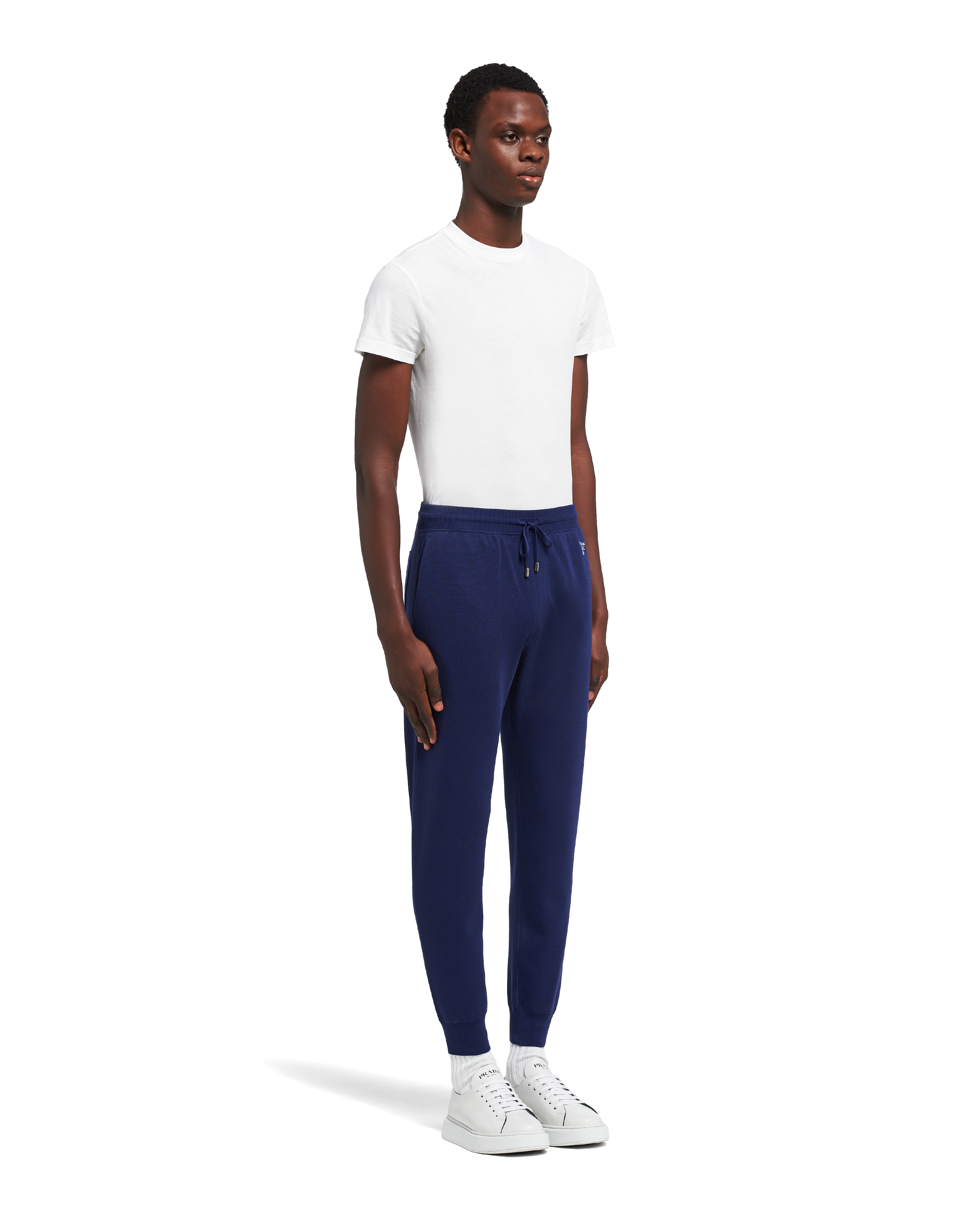 Blue silk joggers sale