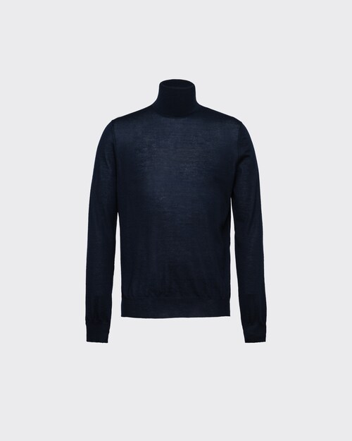 Navy Cashmere Turtleneck | Prada