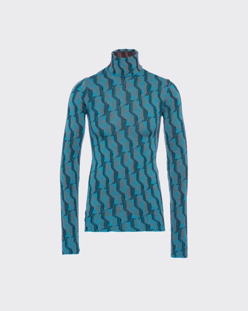 Turquoise Jacquard superfine wool 