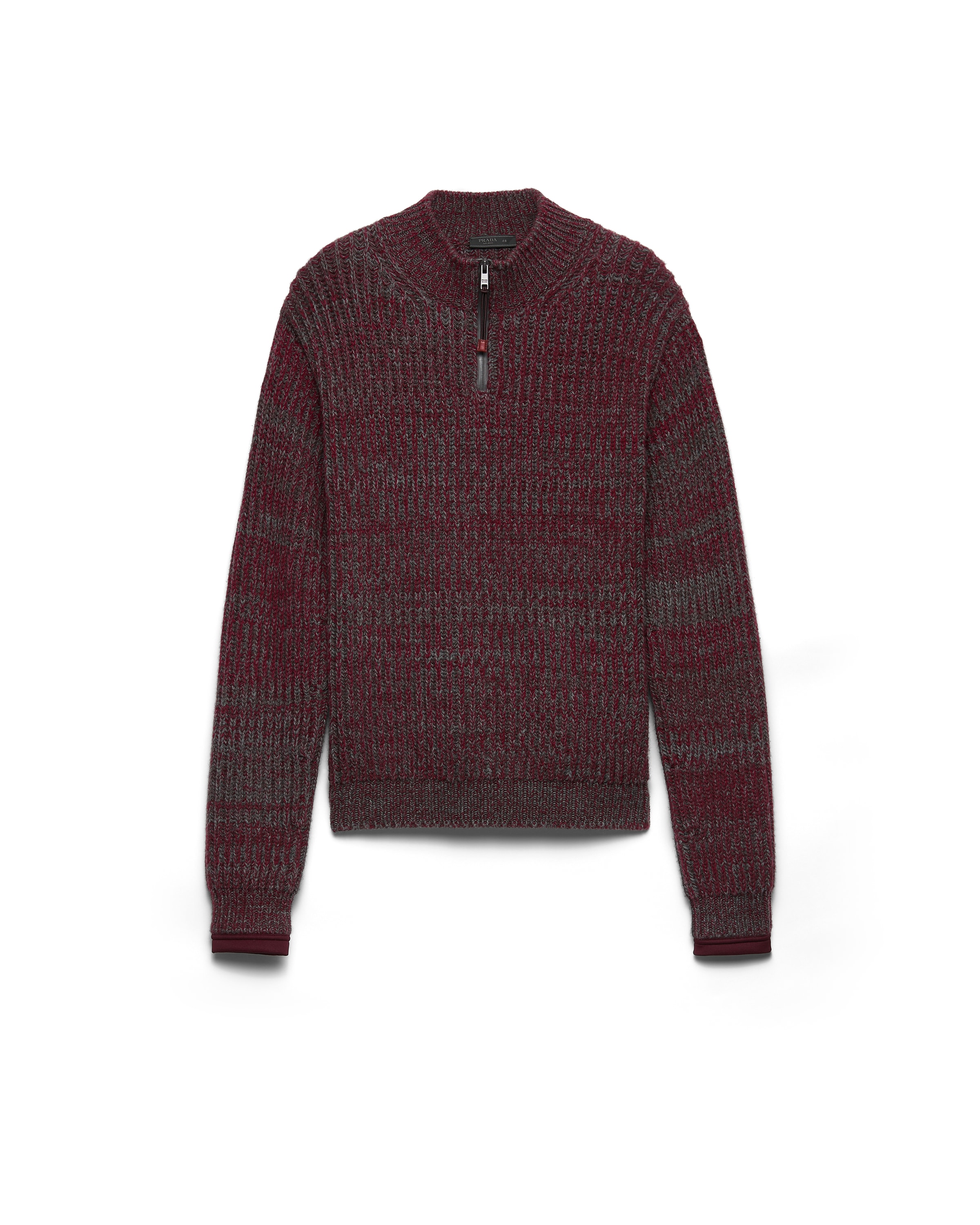 Prada Maglia In Lana E Cashmere, Uomo, Ardesia/cacao, Taglia 52