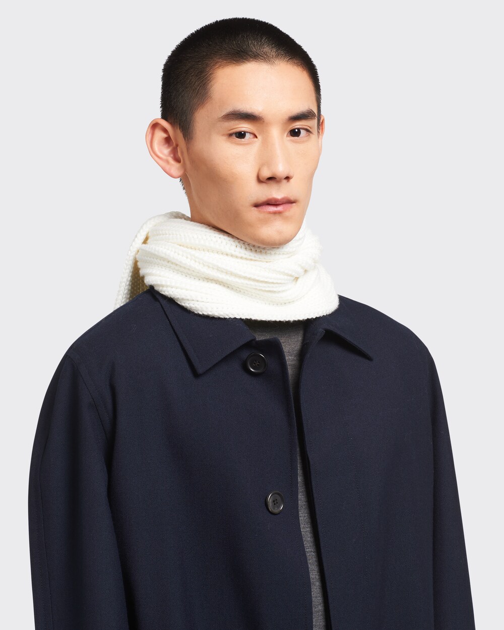 White Re-Nylon gabardine and wool scarf 
