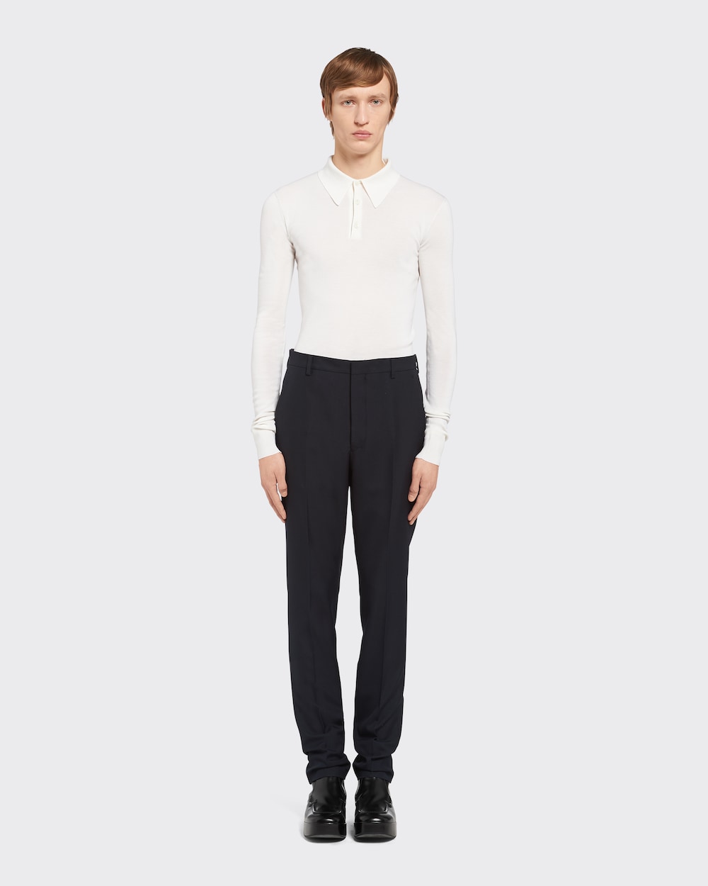 Navy Wool blend pants | Prada