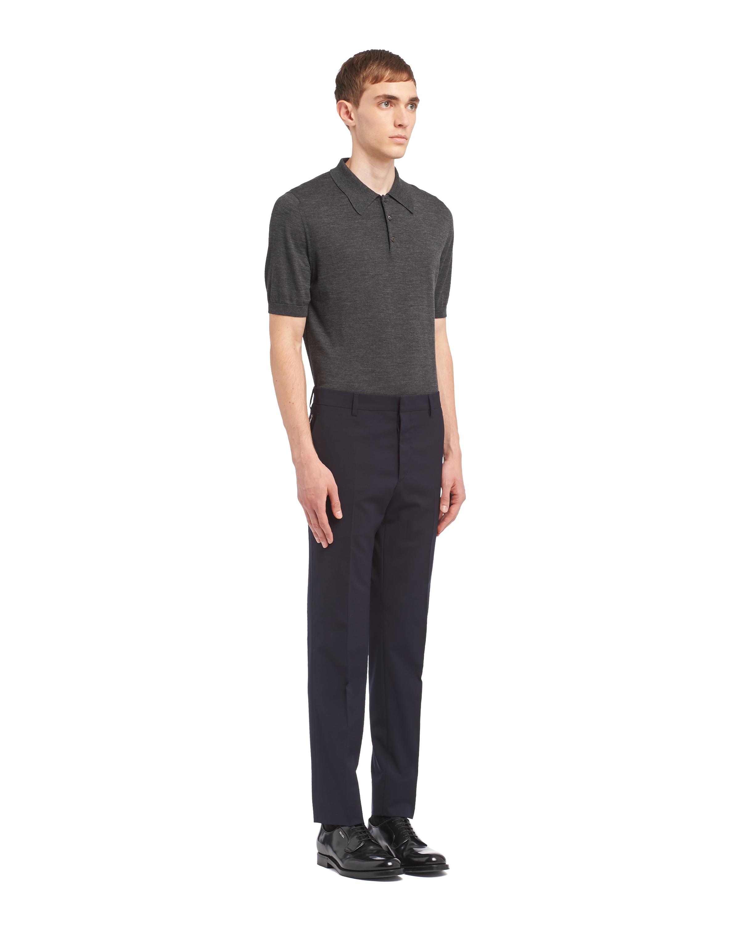 Navy Light Stretch Wool Pants | PRADA