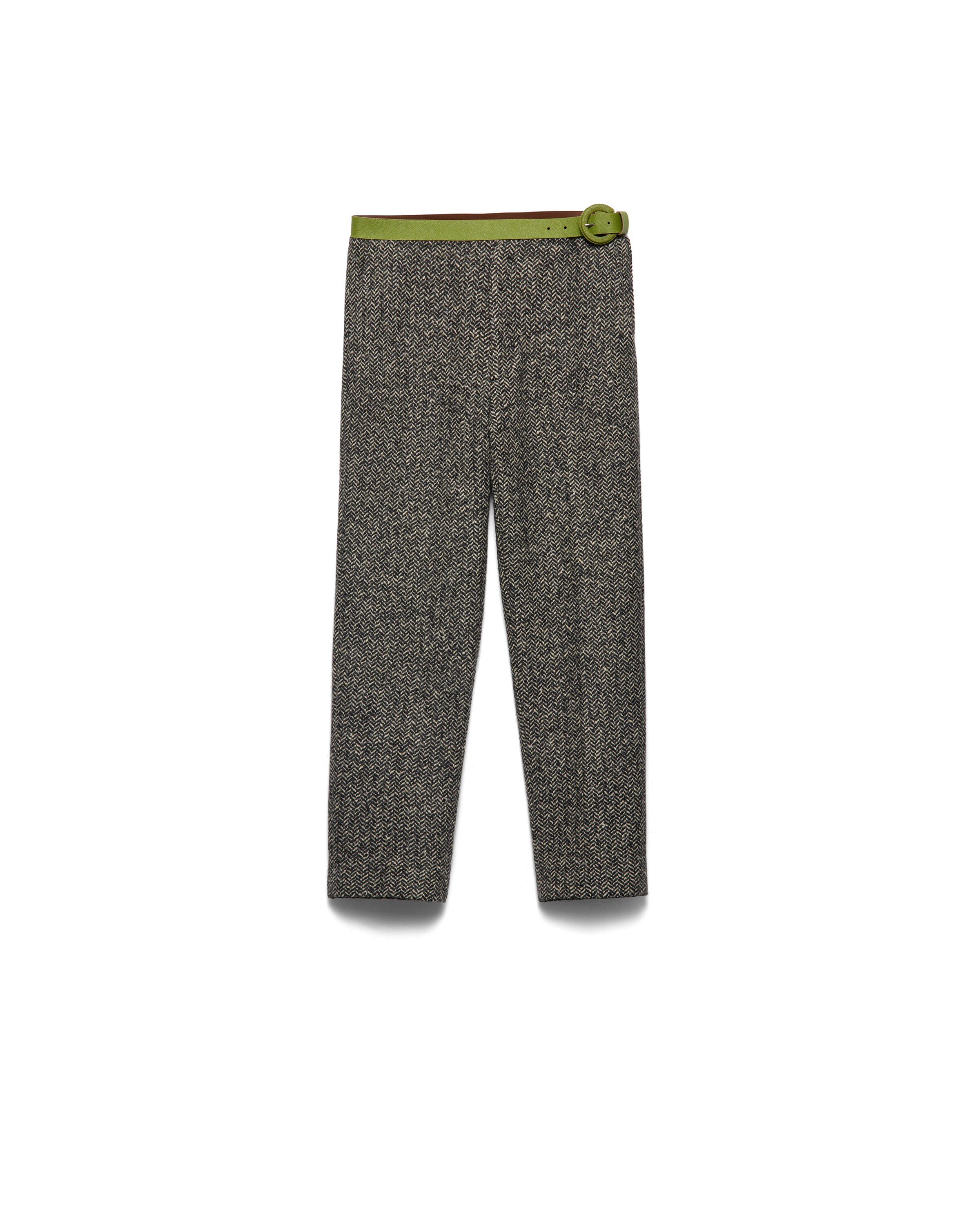 Prada Pantaloni In Misto Lana, Uomo, Bianco/nero/felce, Taglia 52