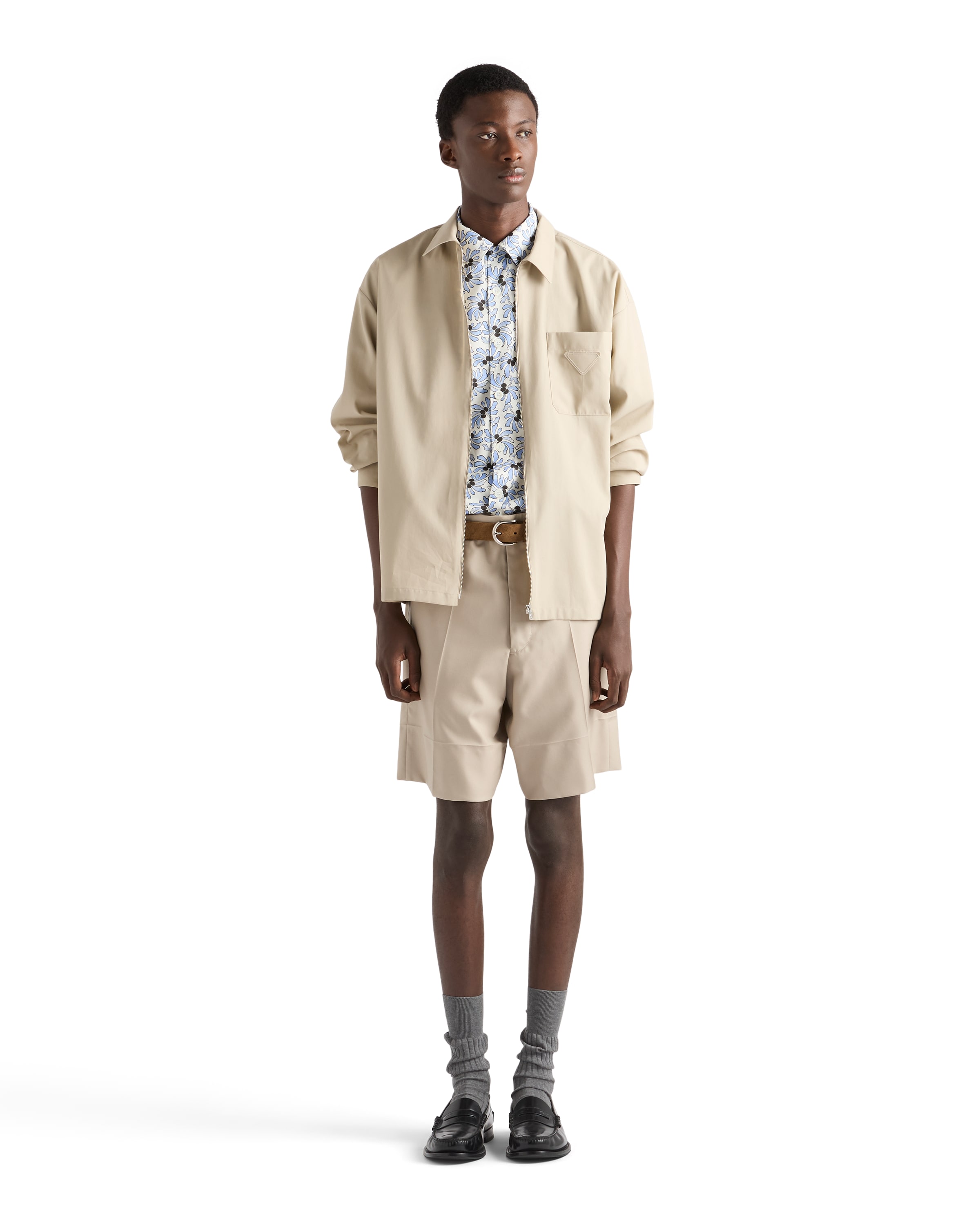Prada Cotton Bermudas In Neutral