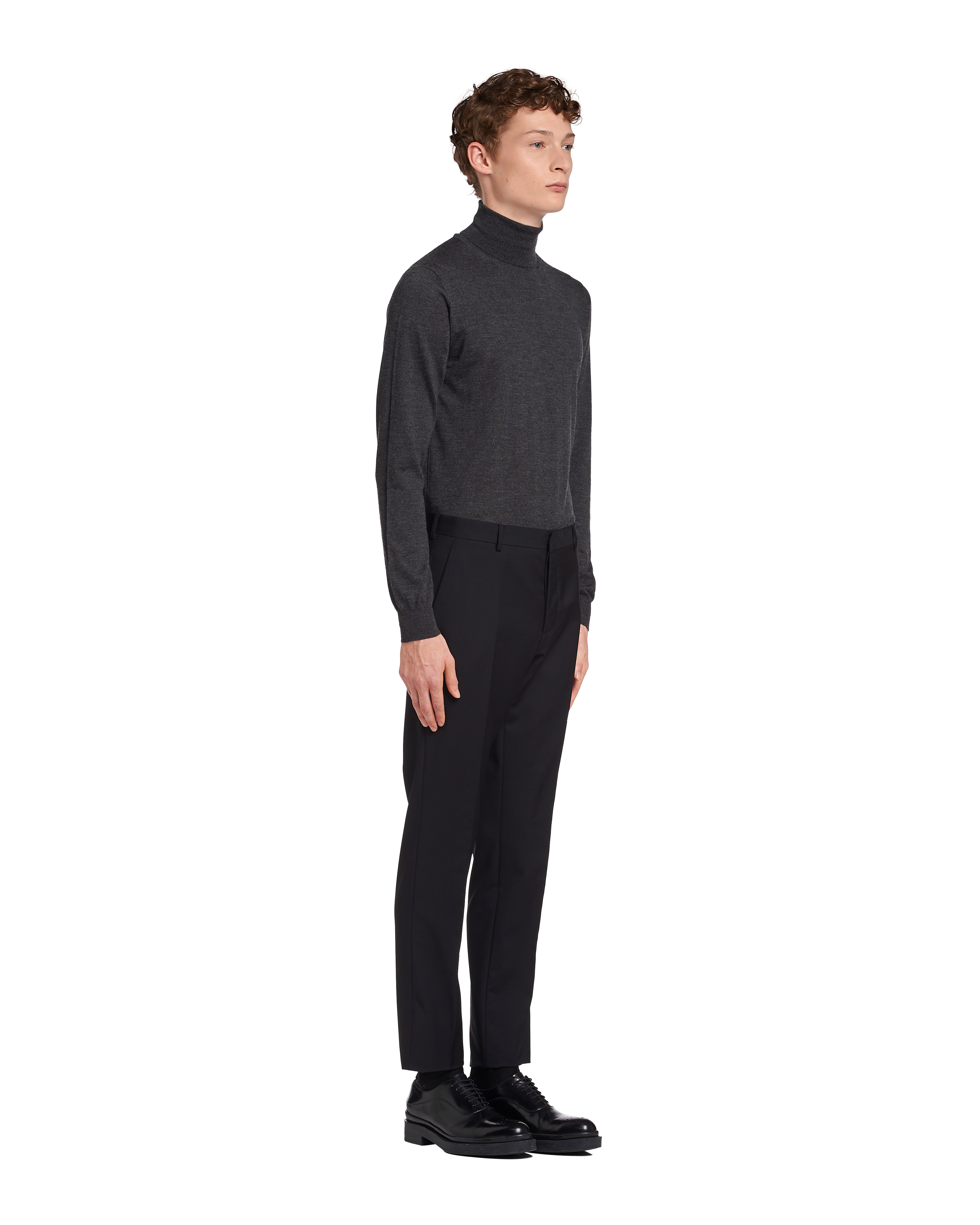 Slim-fit wool trousers