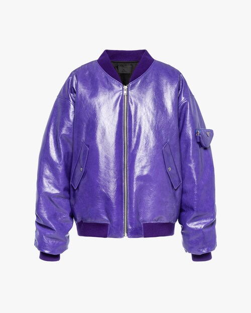 パープル オーバーサイズ ナッパレザー ボンバージャケット | Prada パープル オーバーサイズ ナッパレザー ボンバージャケット | Prada