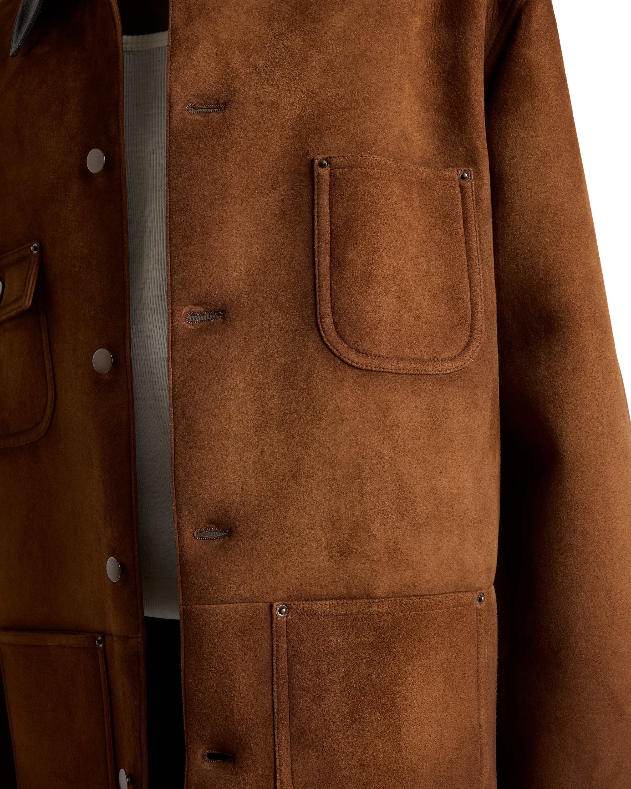 Prada Suede Caban Jacket Vintage Effect Collar In Brown