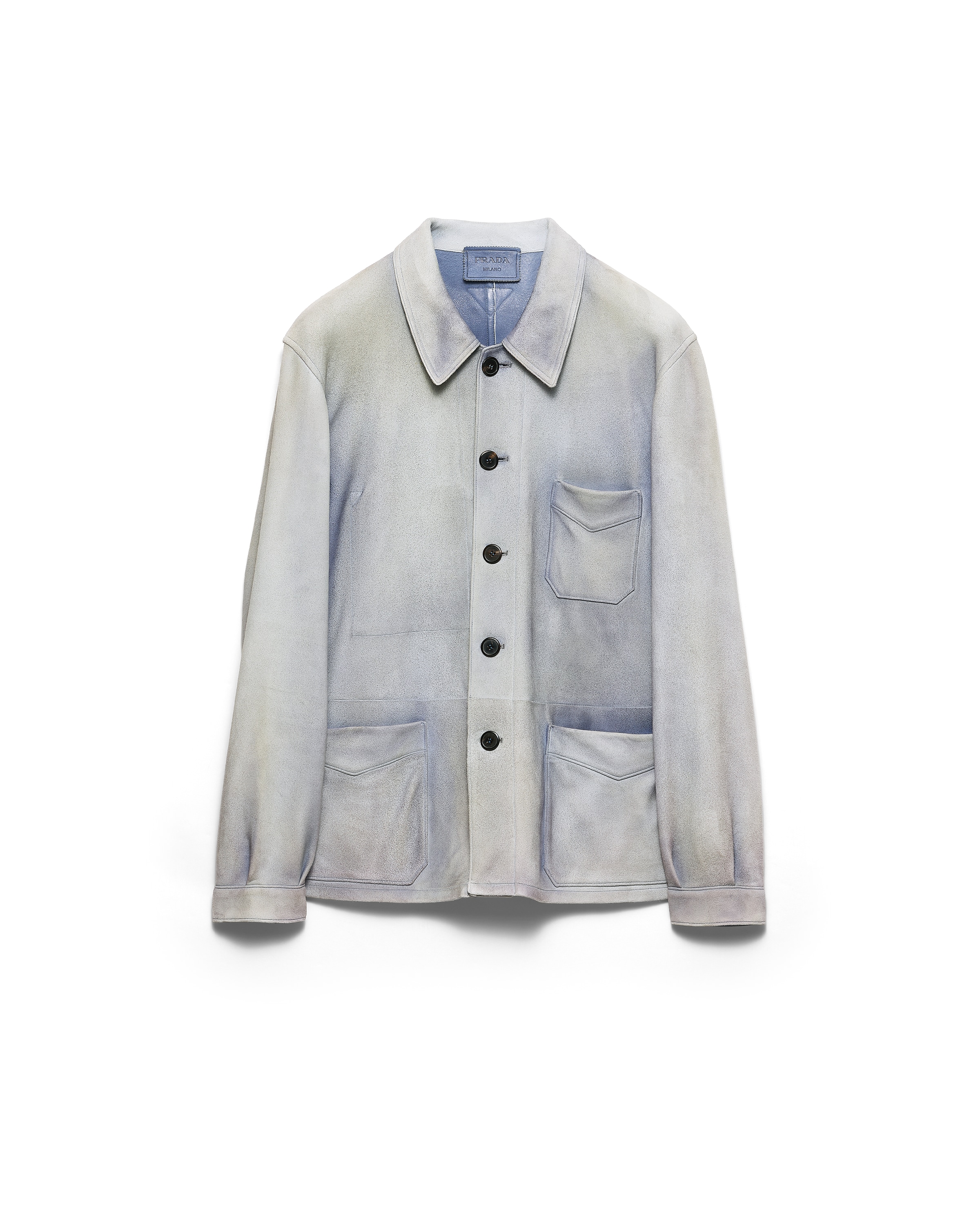 Prada Suede Caban Jacket In Blue