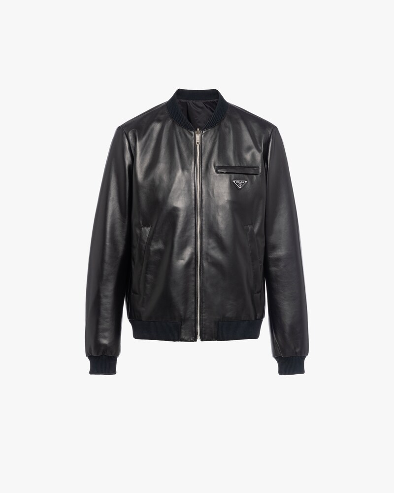 prada black leather jacket