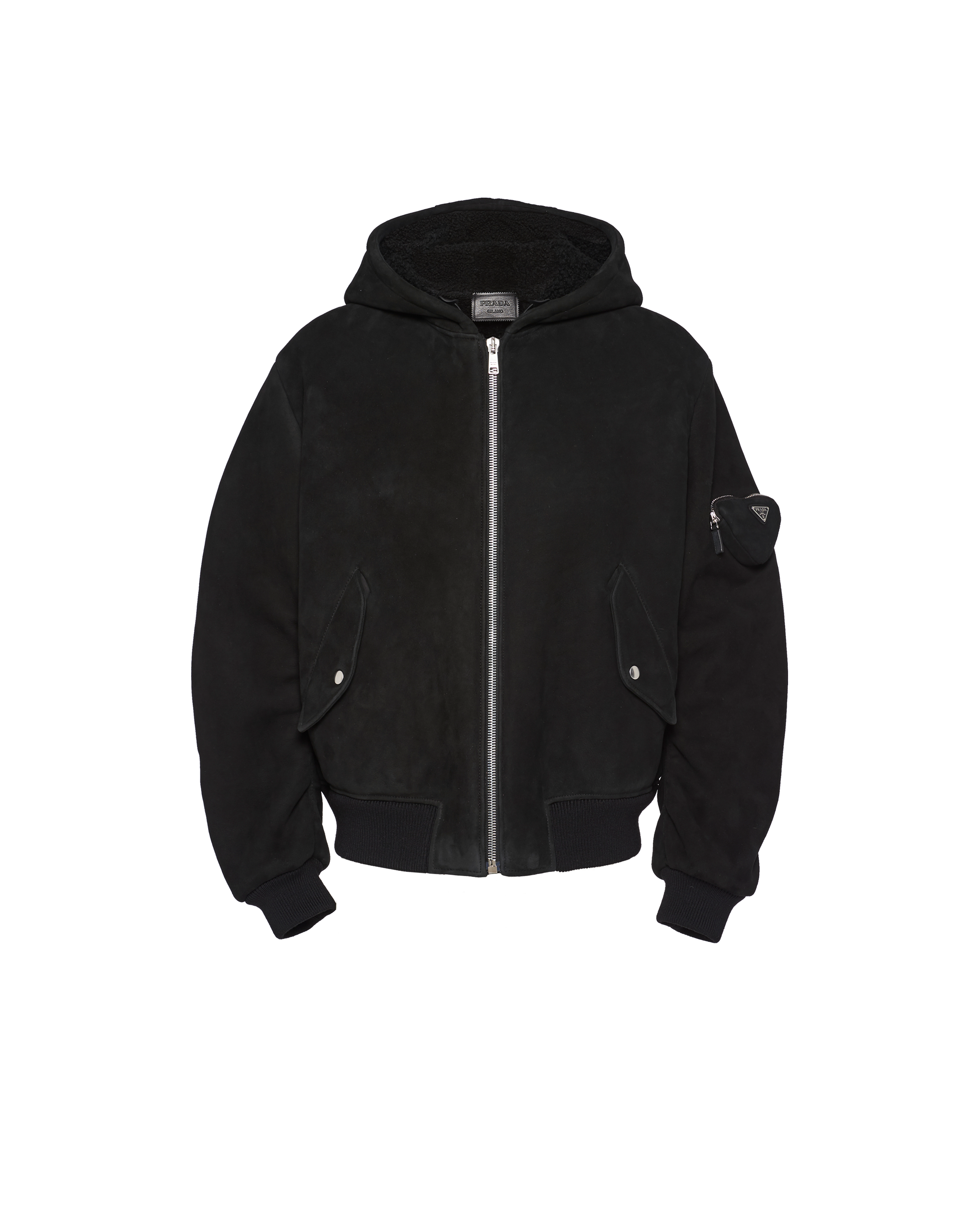 Honger Reclame voor Black Shearling bomber jacket | Prada