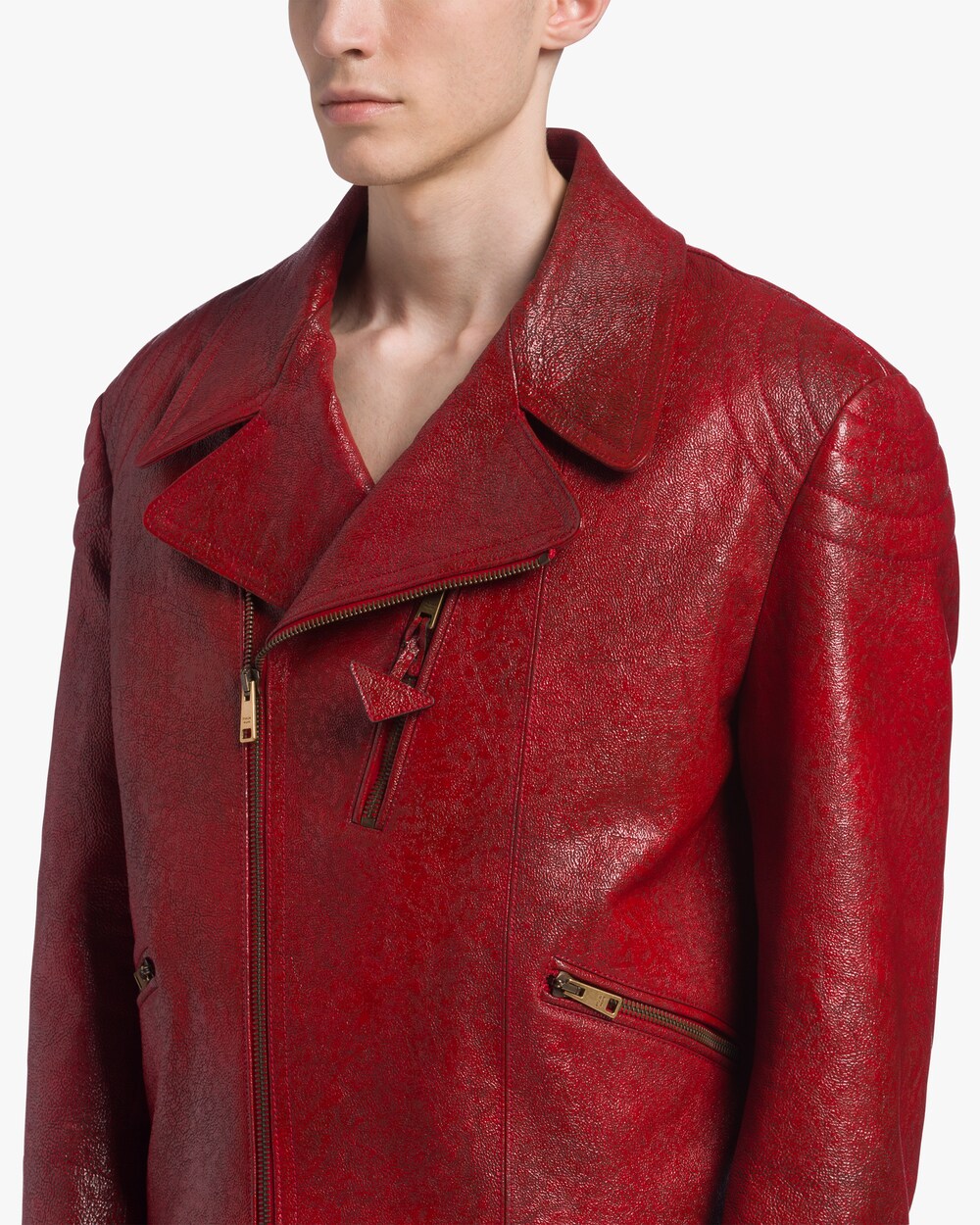 prada leather shirt