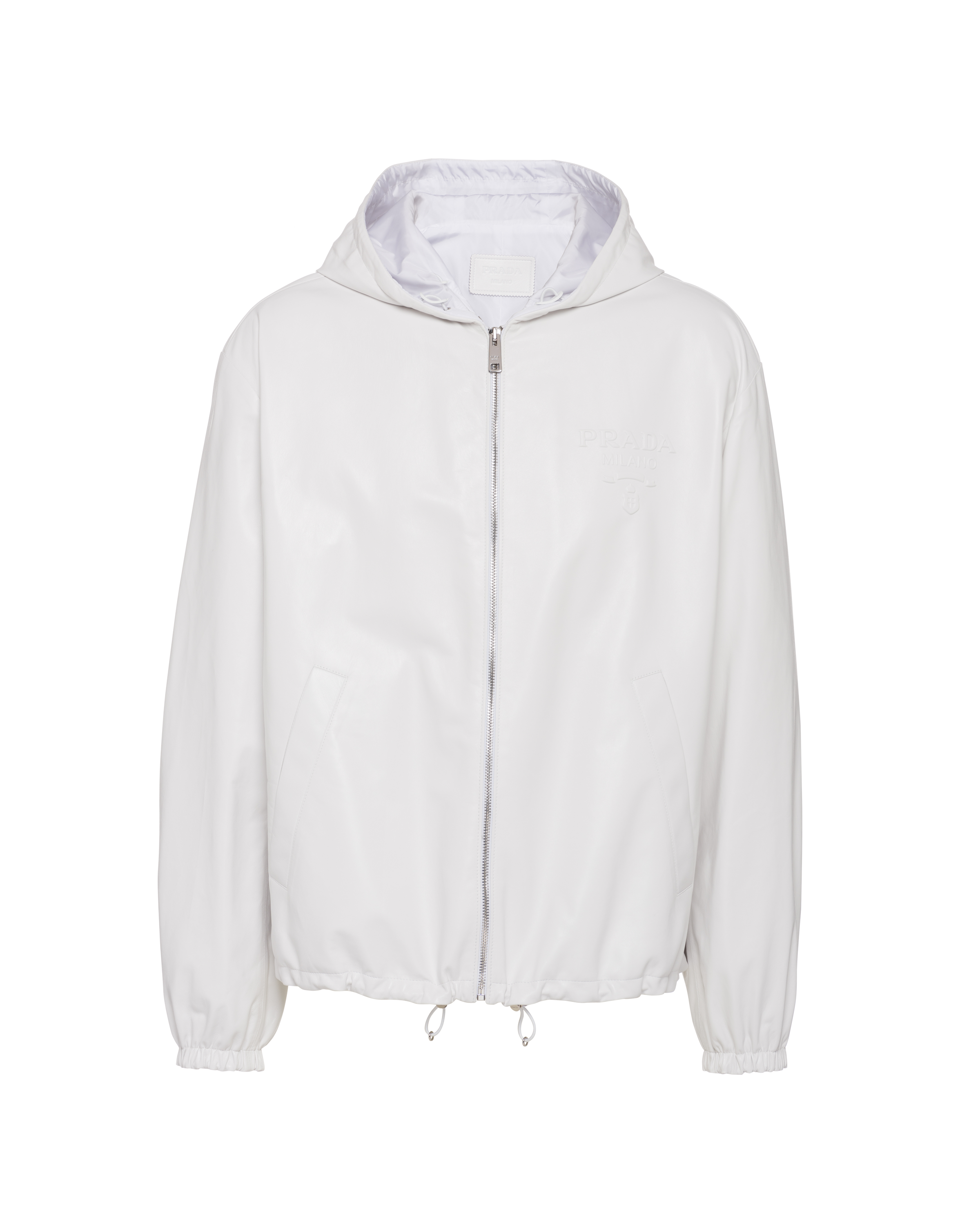 Blouson Jacket Prada Jacket White Prada Hooded Nappa Leather