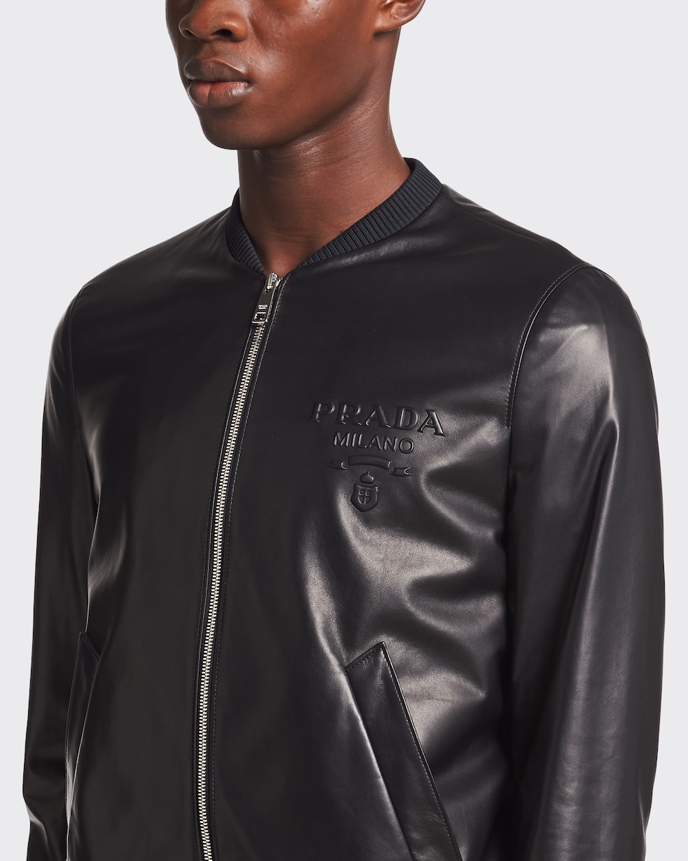 Black Nappa leather bomber jacket | Prada