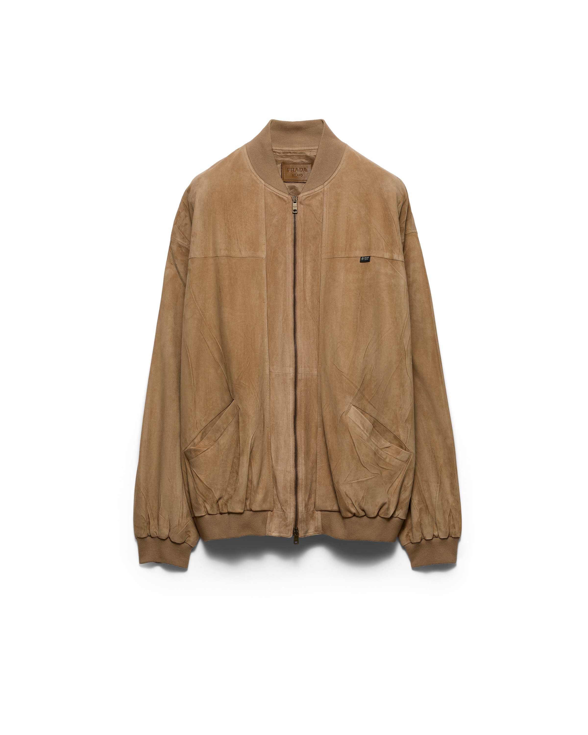 Prada Suede Bomber Jacket In Brown