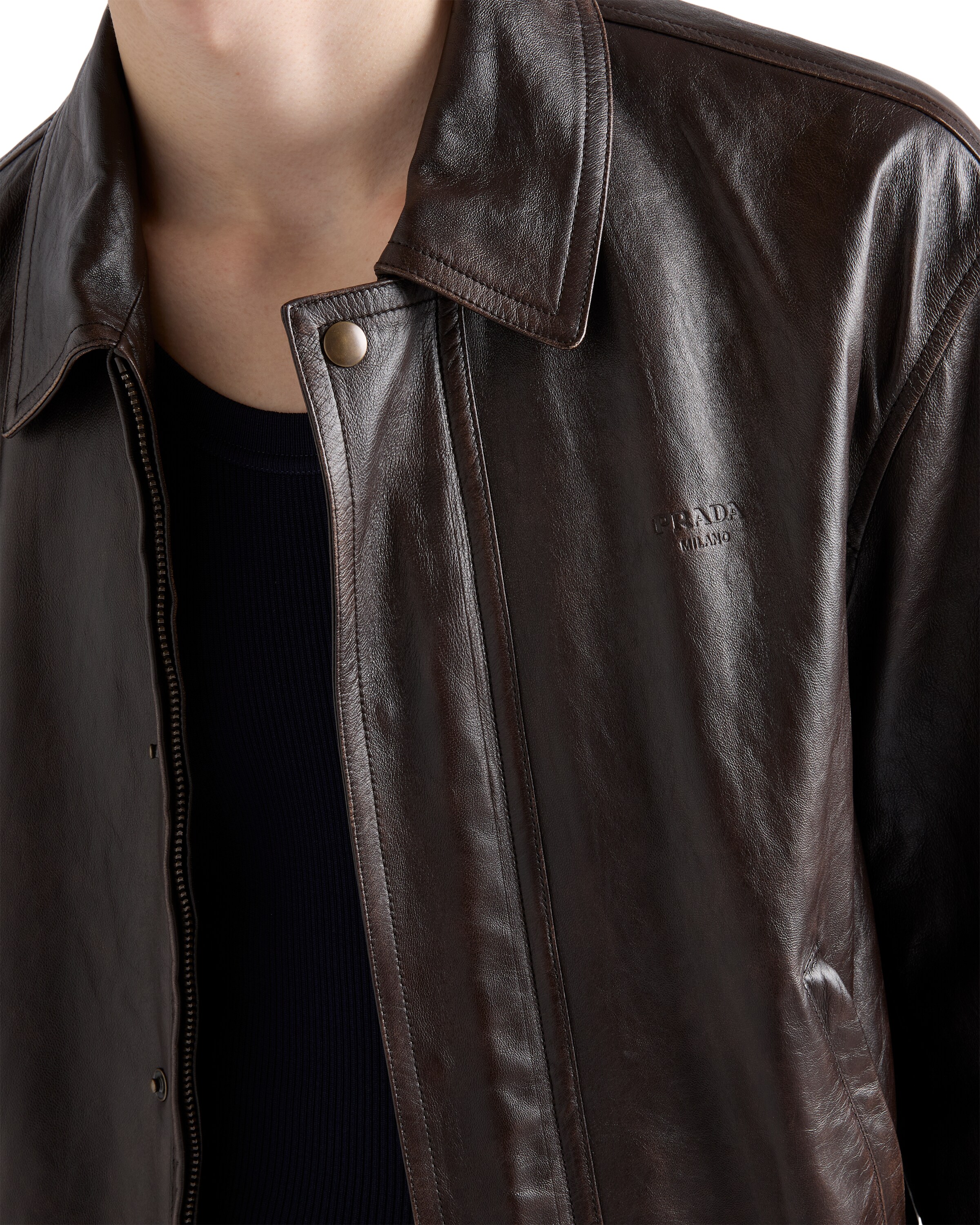 Prada Nappa Leather Bomber Jacket In Multi