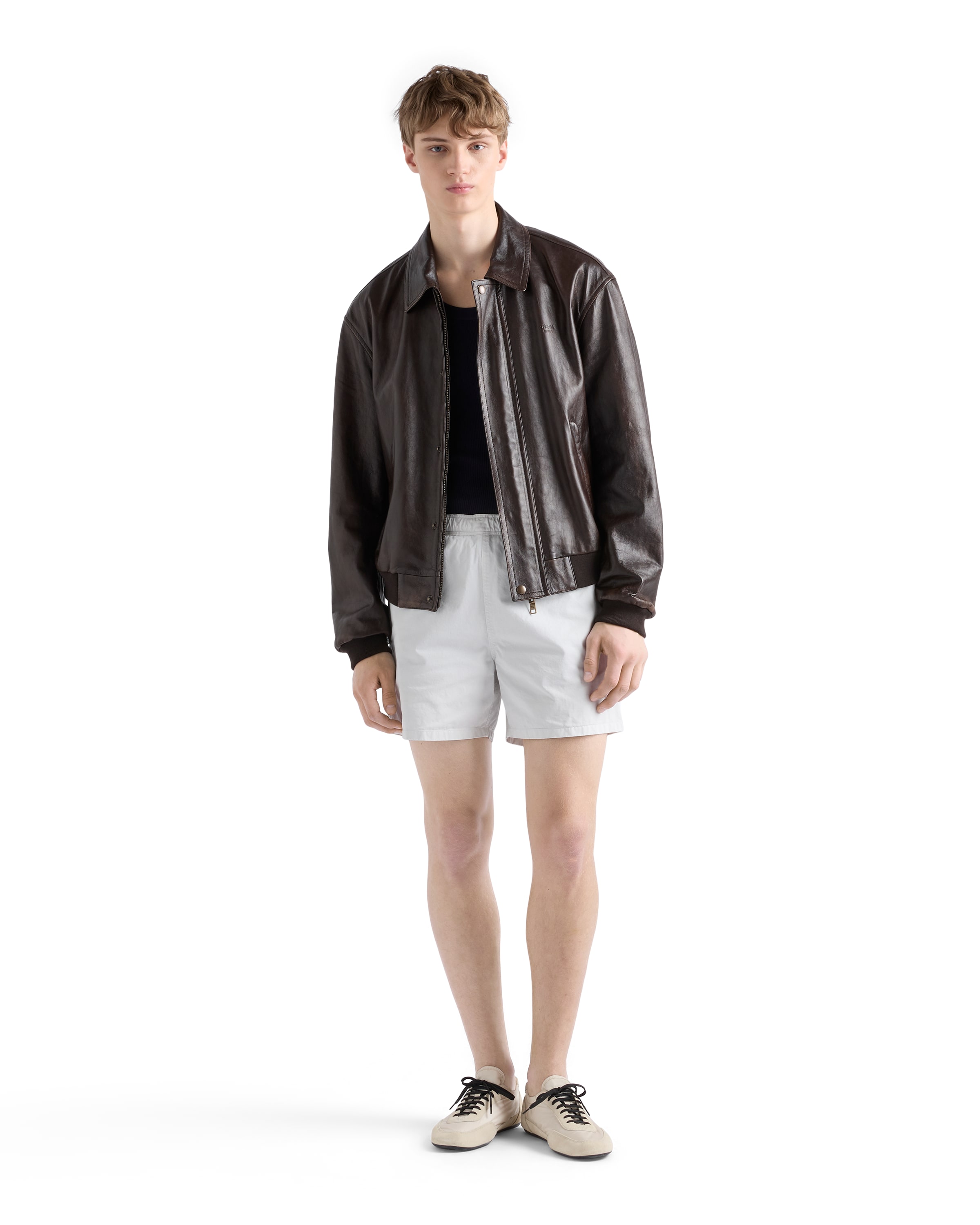Prada Nappa Leather Bomber Jacket In Multi