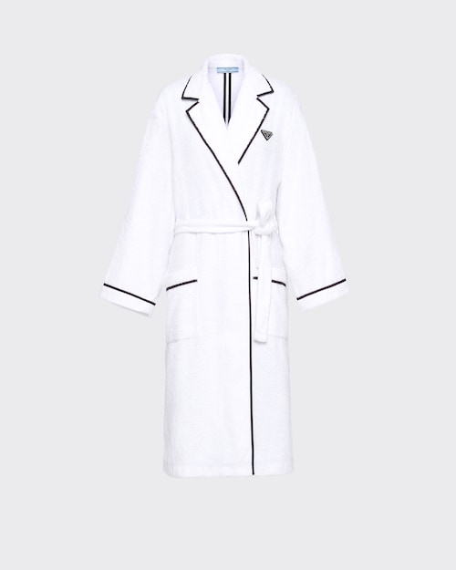steenkool Panorama dood Weiss Bademantel aus Frottee | Prada