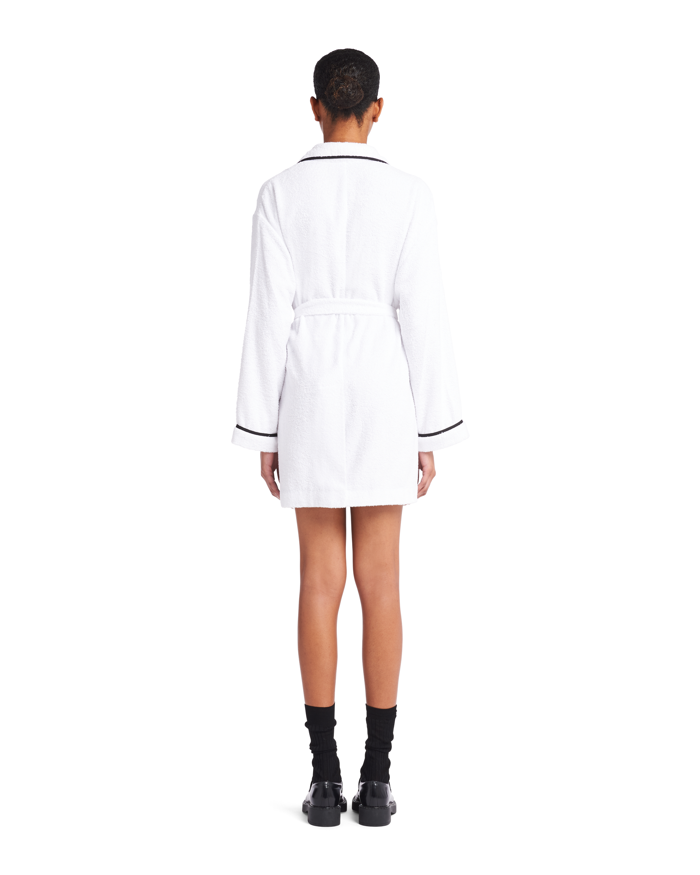 White Short terry cloth robe Prada