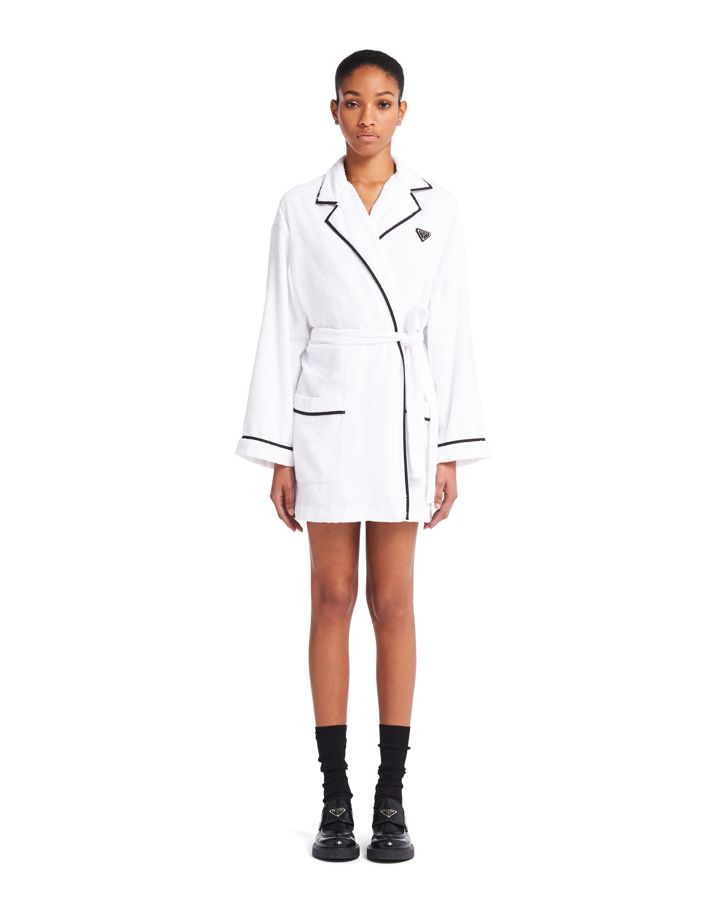 White Short terry cloth robe Prada