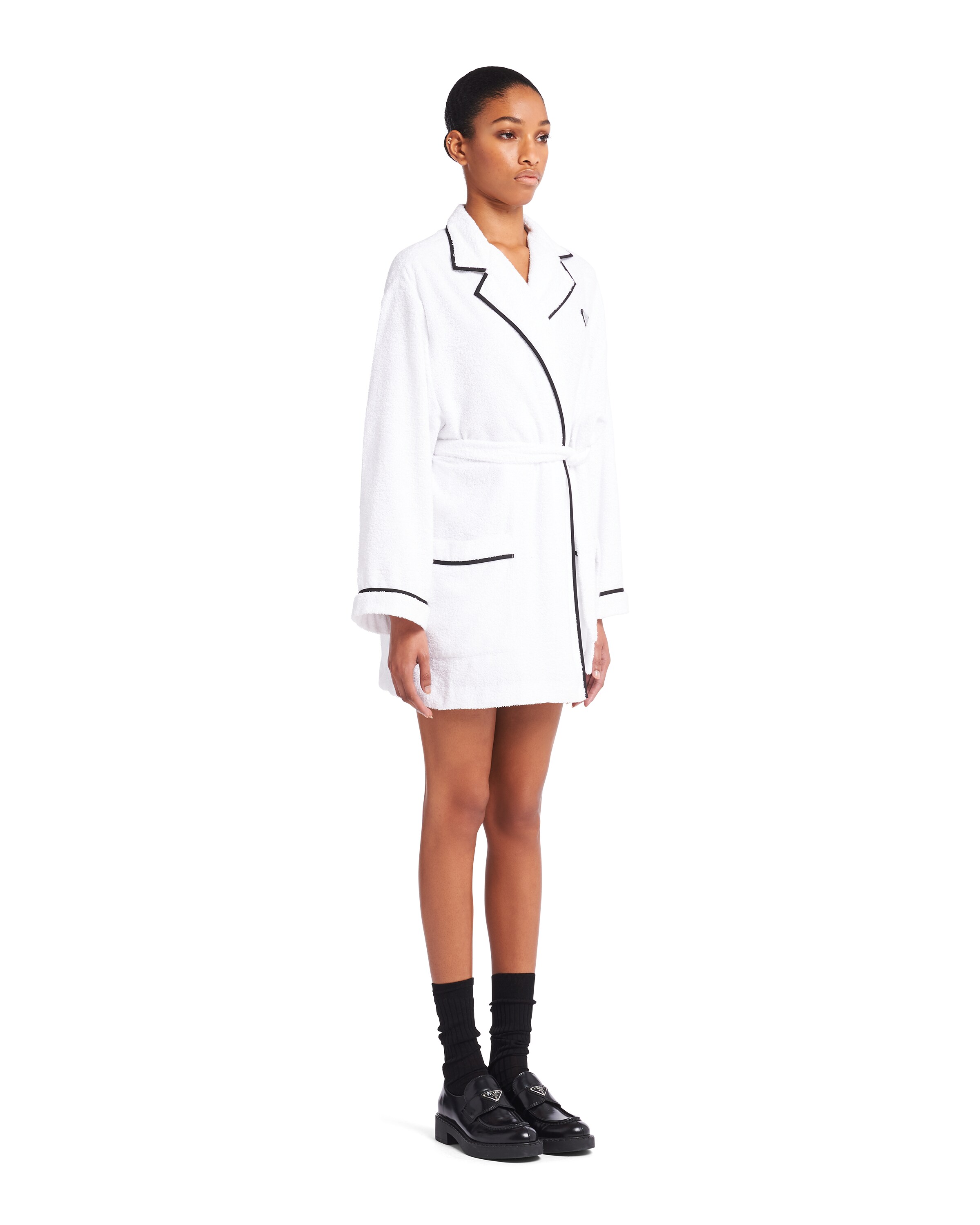 White Short terry cloth robe Prada