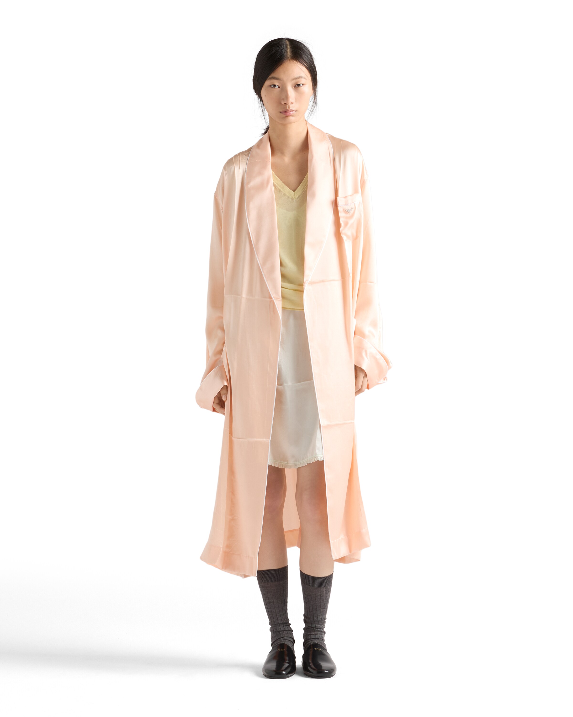 Prada Silk Robe In Neutral
